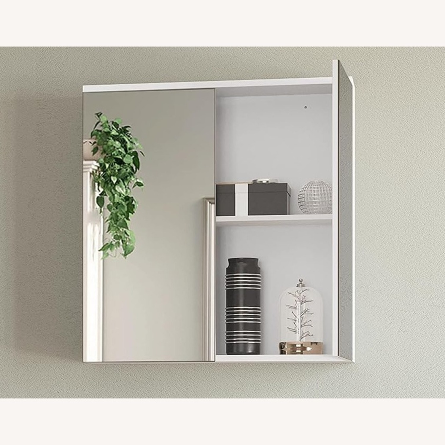 2-Tier Cabinet W Mirror Doors & Adjustable Shelf - image-2