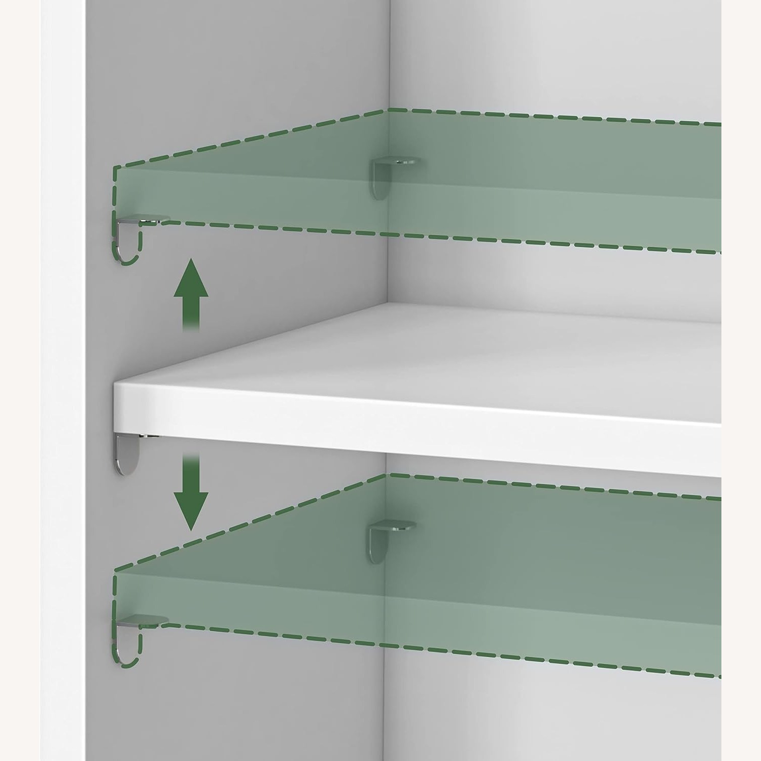 2-Tier Cabinet W Mirror Doors & Adjustable Shelf - image-3