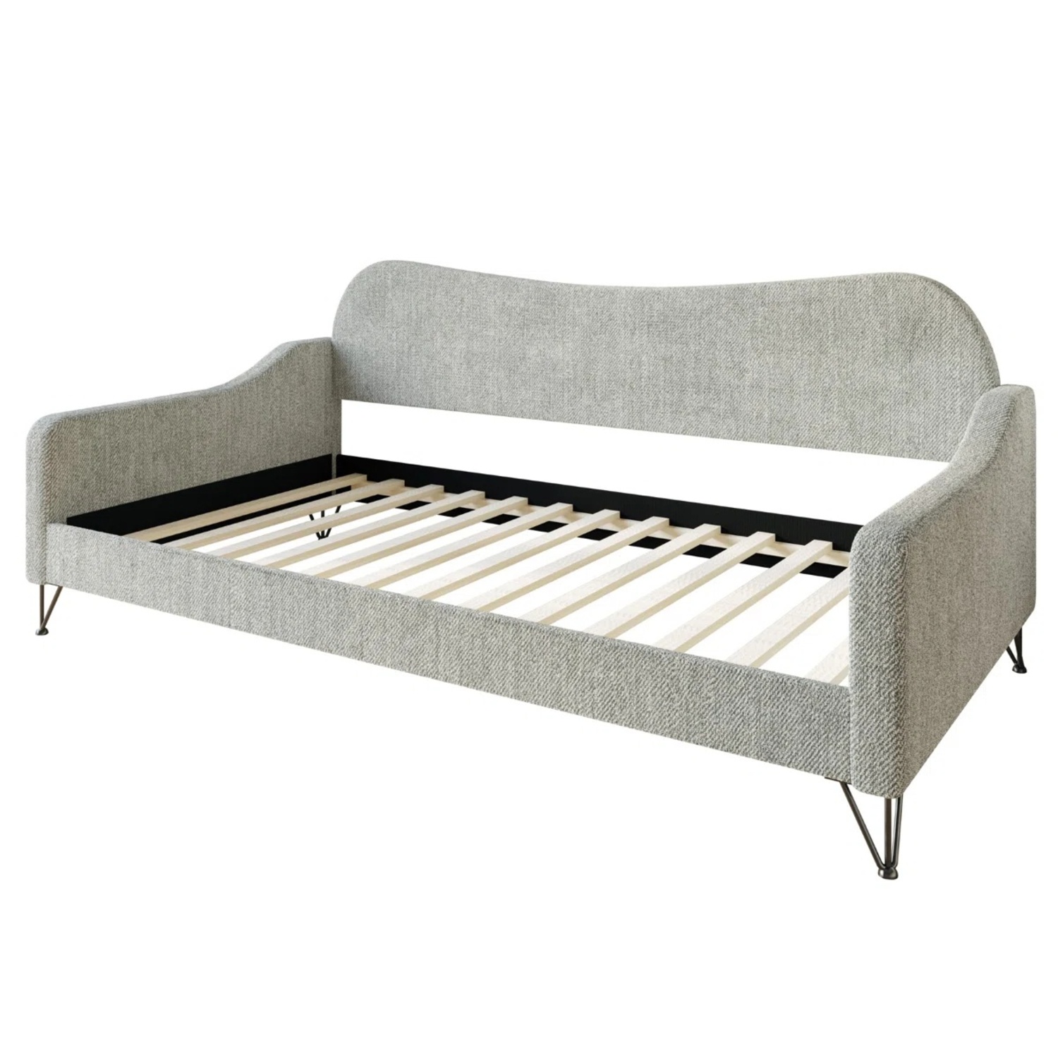 Birydiana Modern Gray Upholstered Daybed - image-4