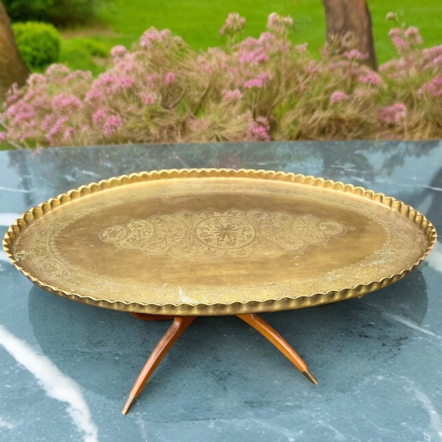  Moroccan Brass Large Coffee Table 1950’s - image-2