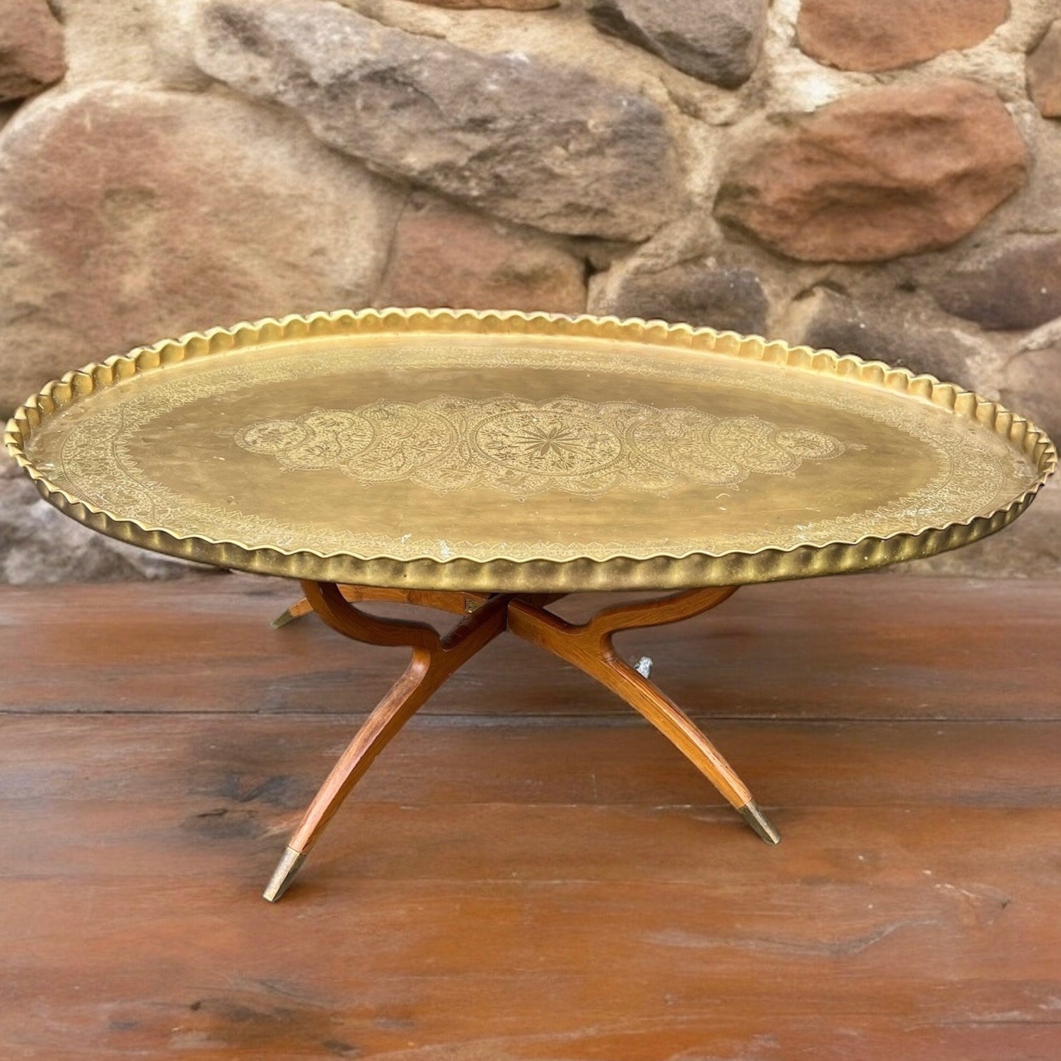  Moroccan Brass Large Coffee Table 1950’s - image-4