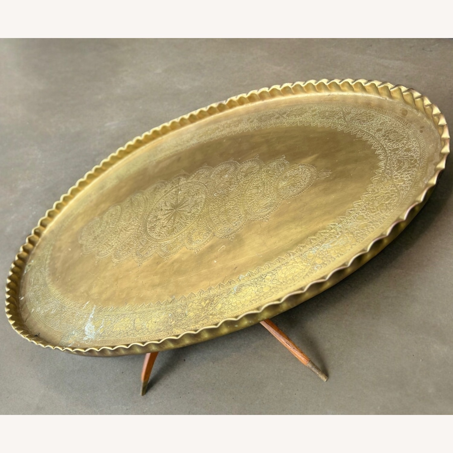  Moroccan Brass Large Coffee Table 1950’s - image-3