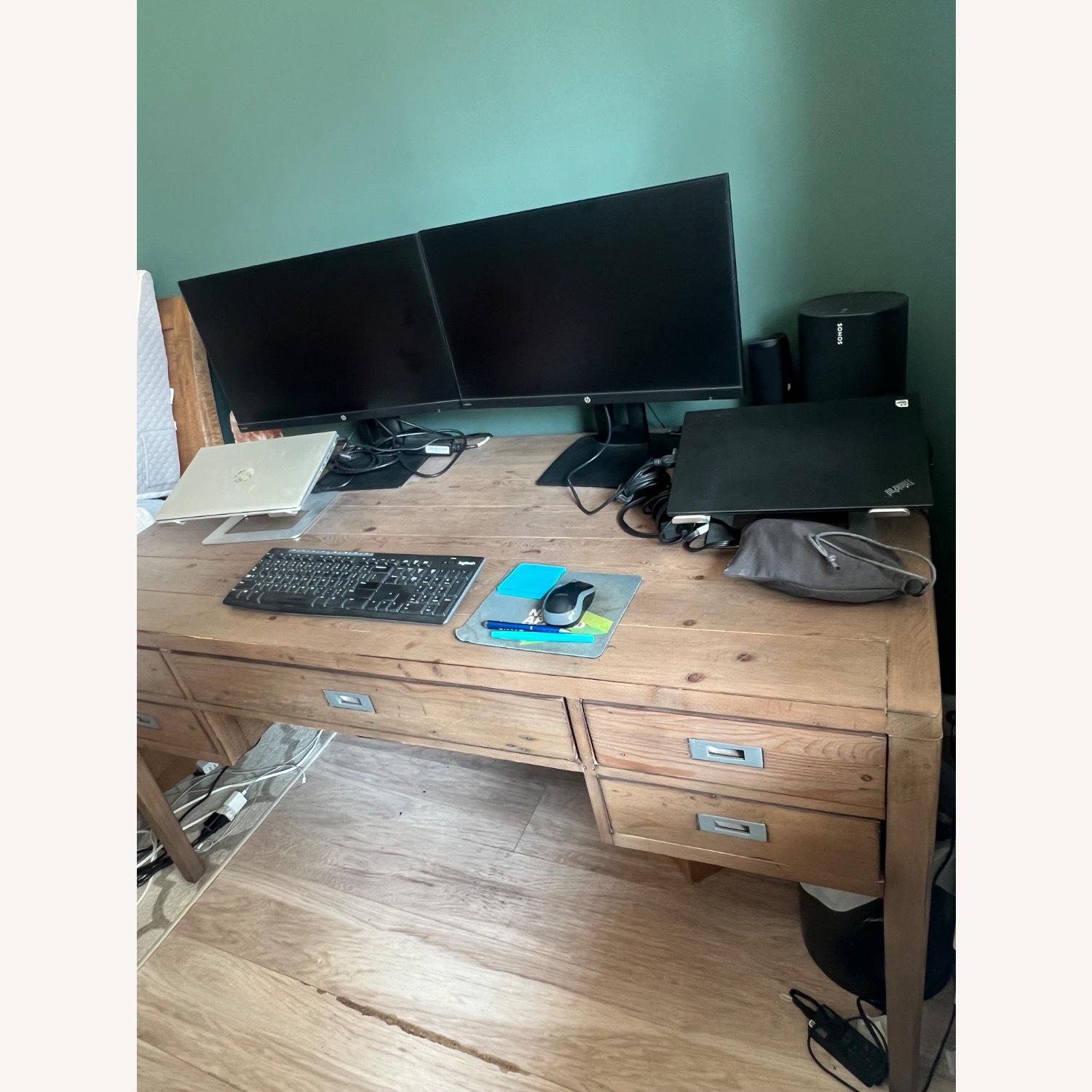 Crate & Barrel Morris Large Desk Ash Grey - image-4