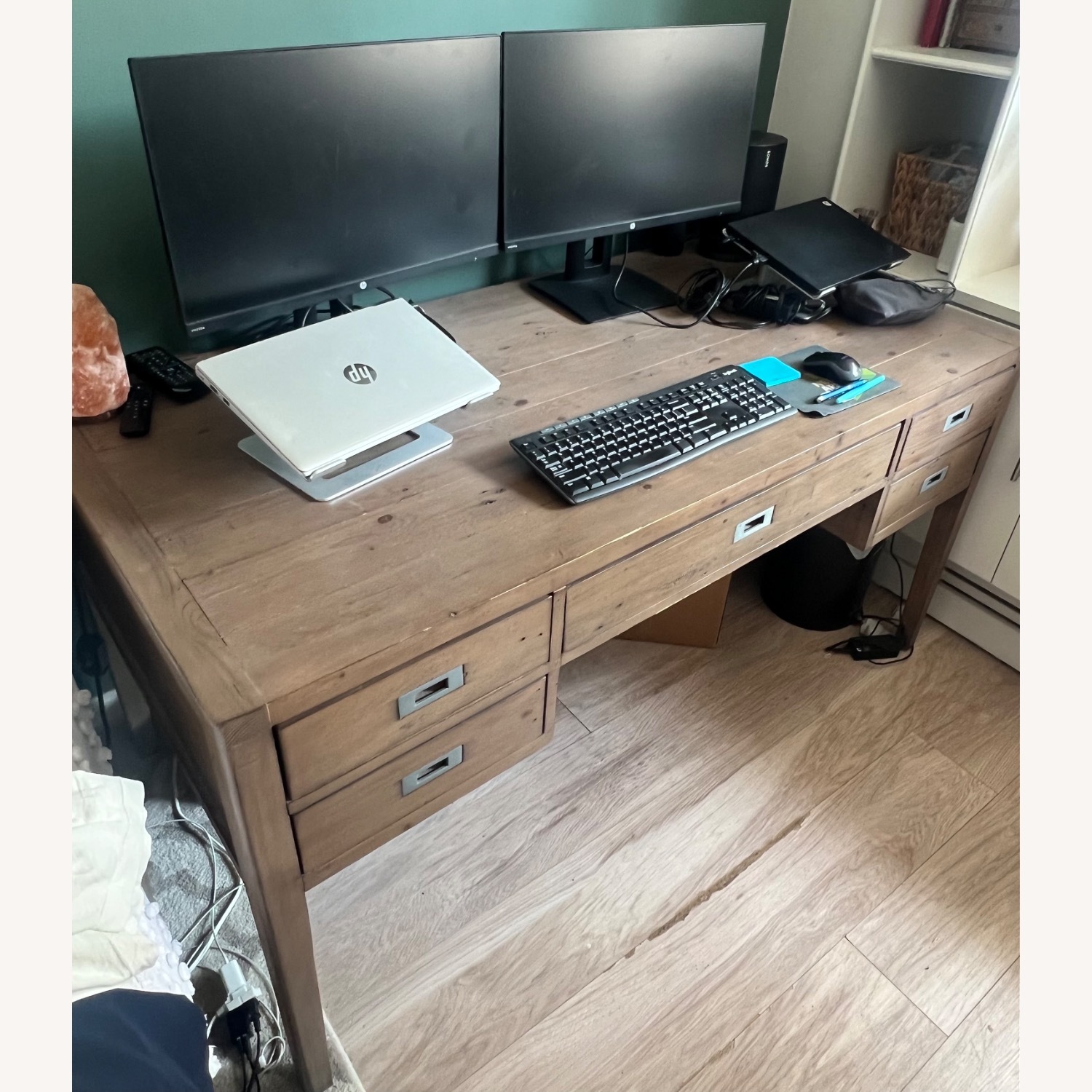 Crate & Barrel Morris Large Desk Ash Grey - image-3