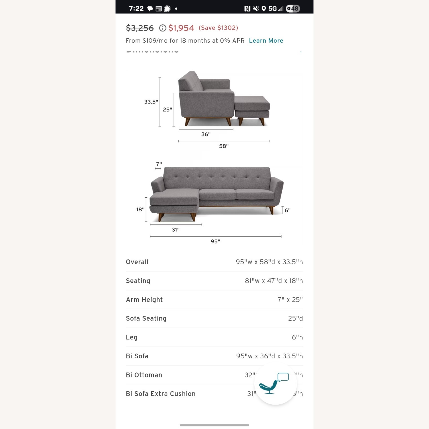 Joybird Hughs Sectional Blue - image-5