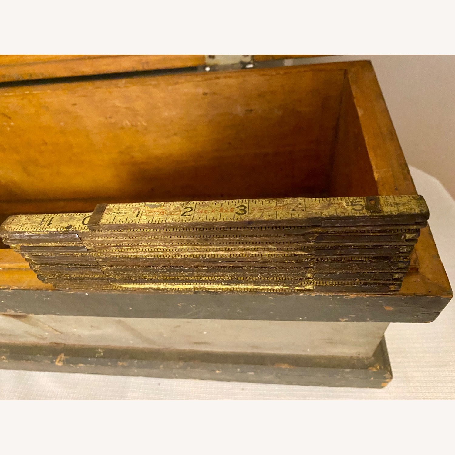 Antique Wooden Toolbox Tool Chest Storage - image-7