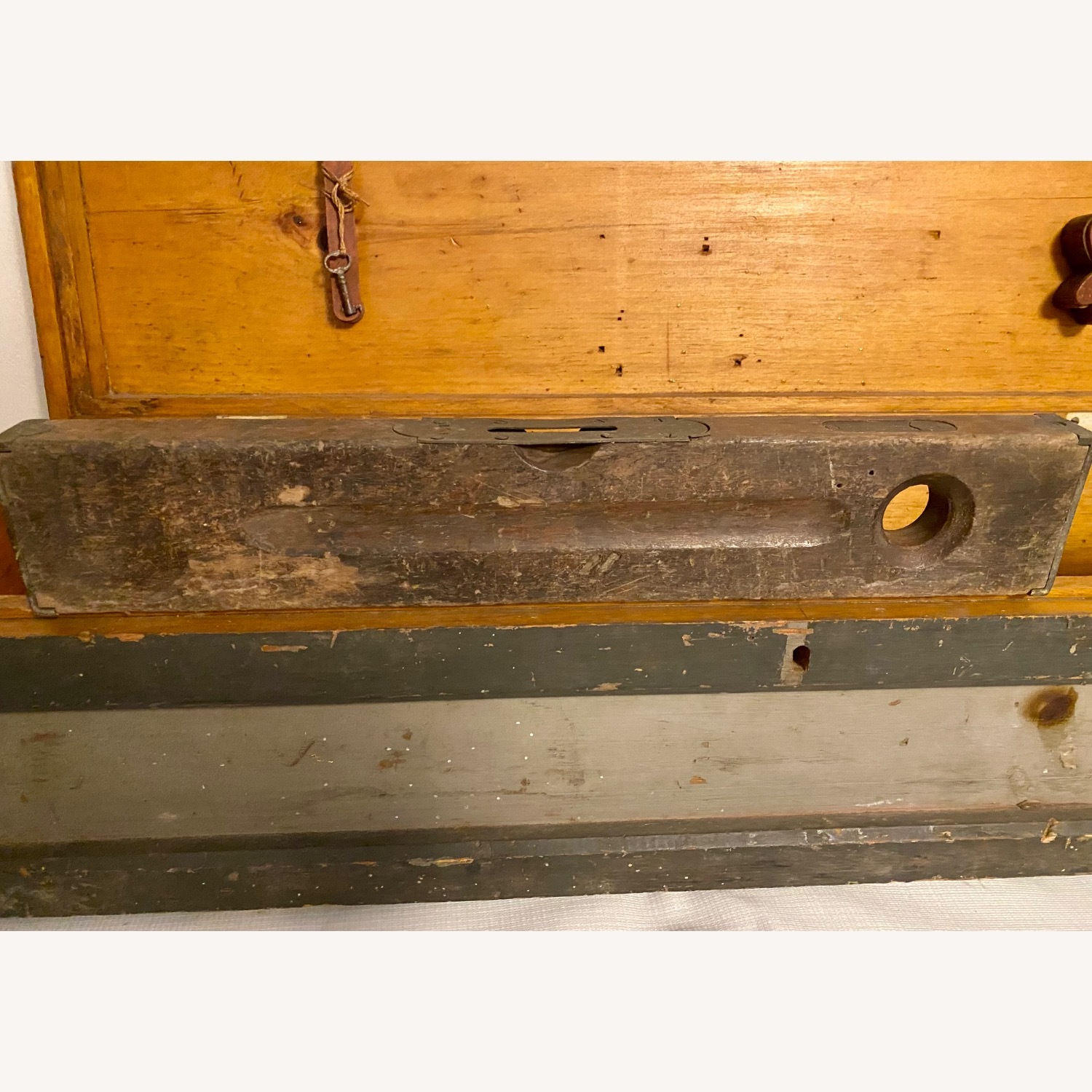 Antique Wooden Toolbox Tool Chest Storage - image-12