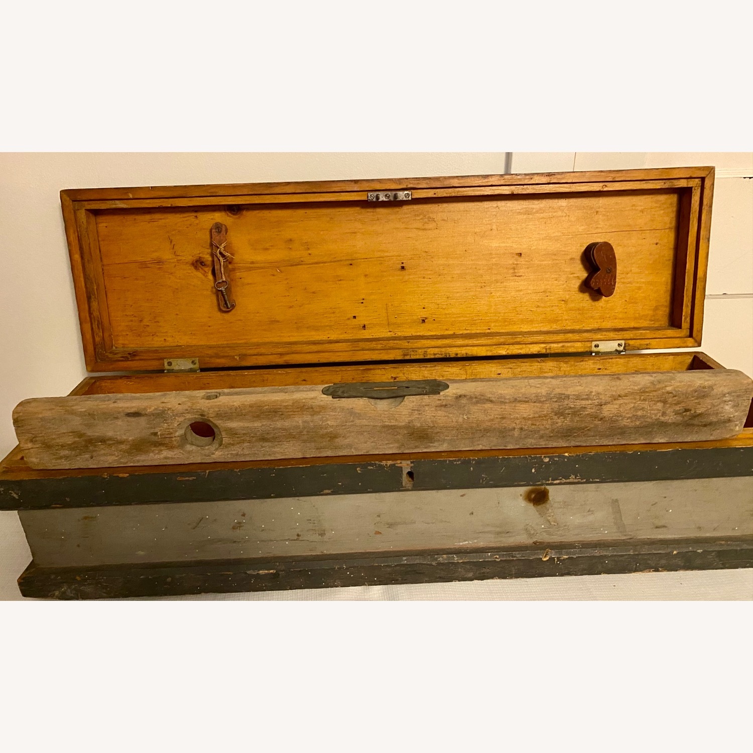Antique Wooden Toolbox Tool Chest Storage - image-14