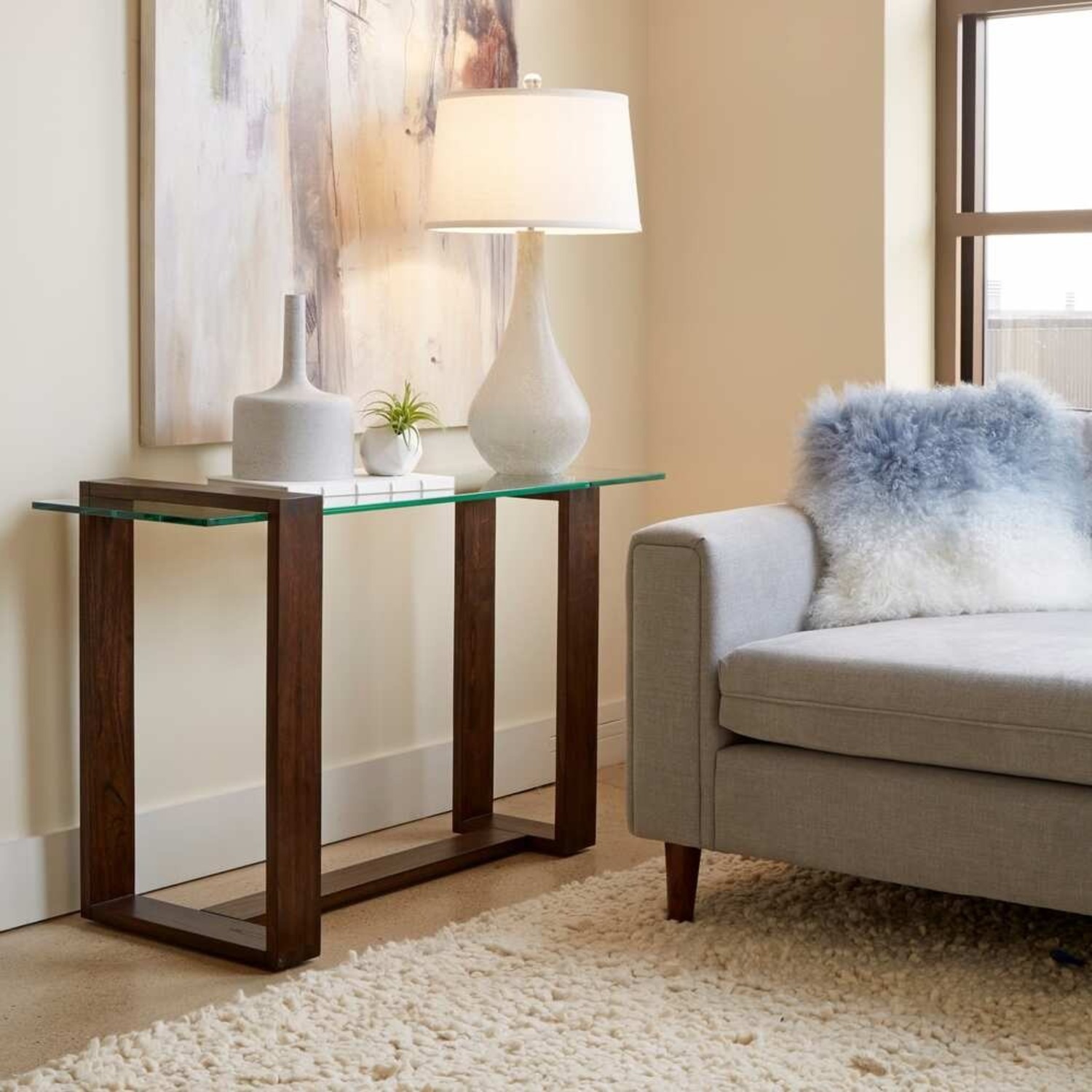 Living Spaces Nola Brown Sofa Table - image-2