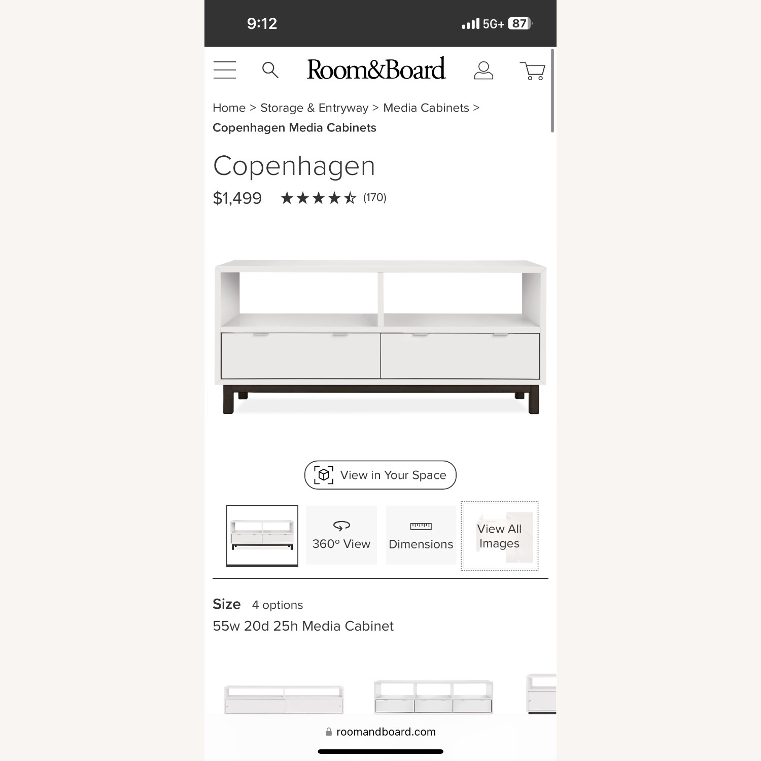 Room and Board Copenhagen Media Console on Wheels - image-8