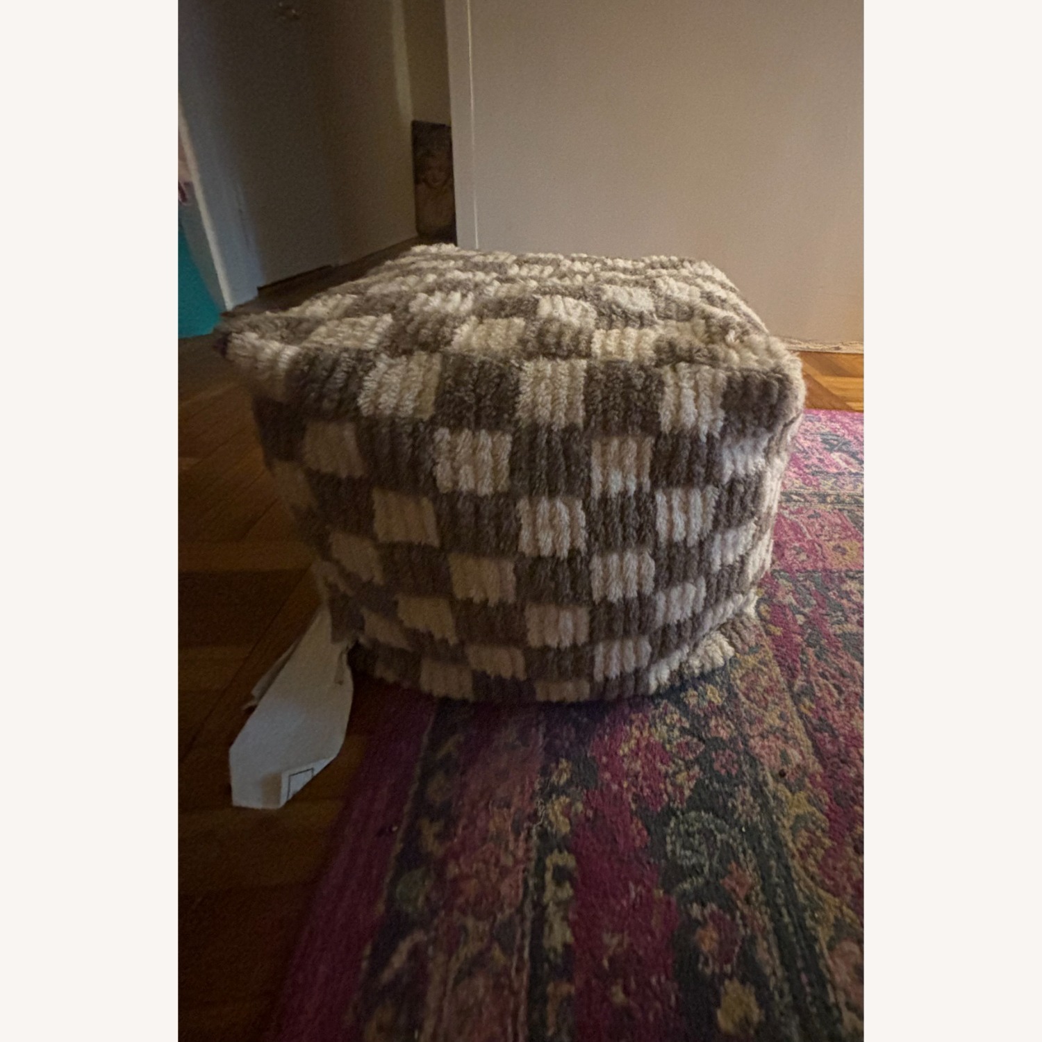 Target Fuzzy Wool Ottoman - image-1