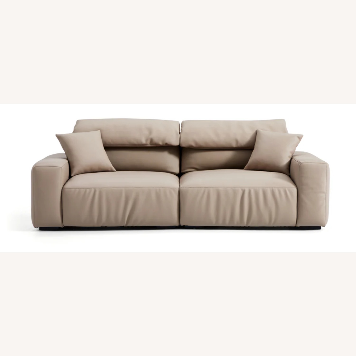 Chestnut Khaki Leather Sofa and Ottoman - image-4