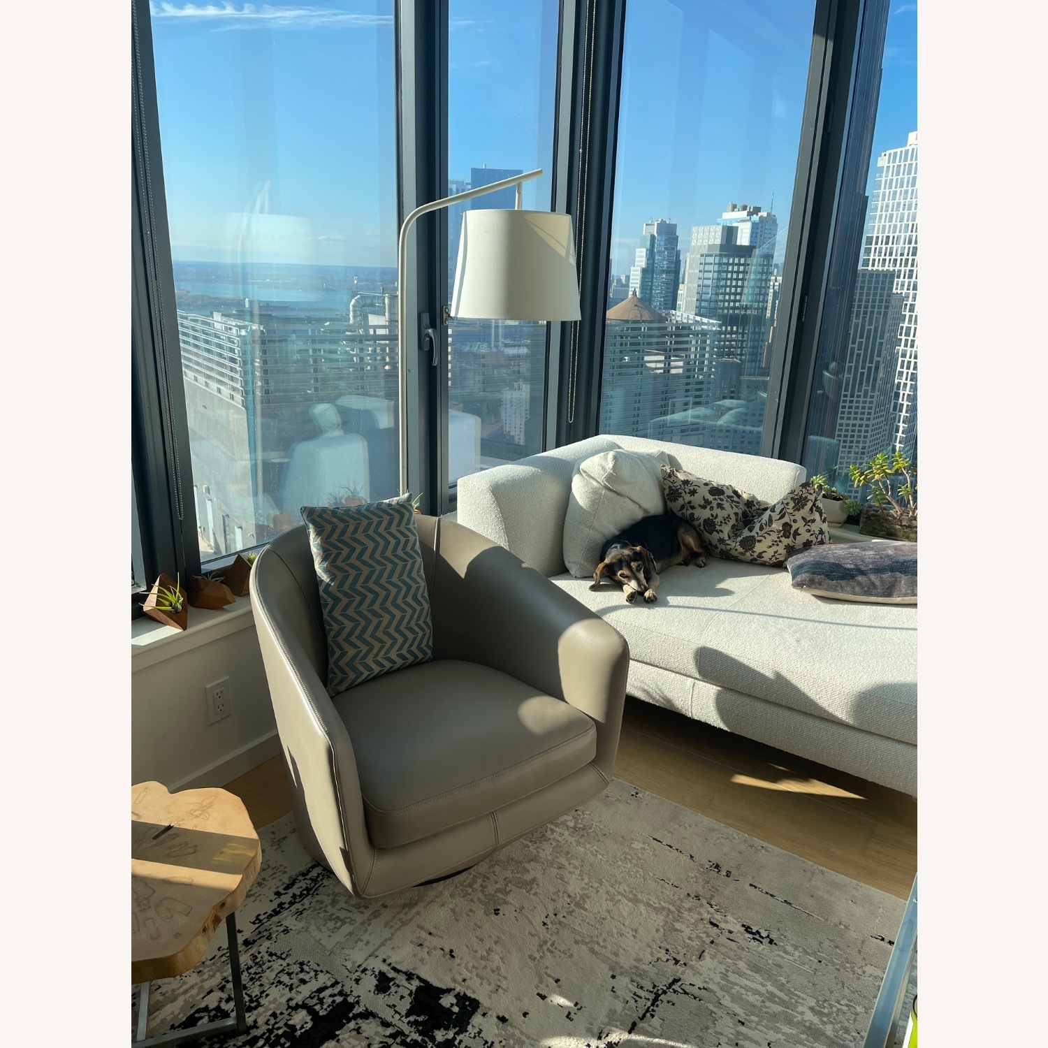 Leather U Turn Swivel Chair - image-5