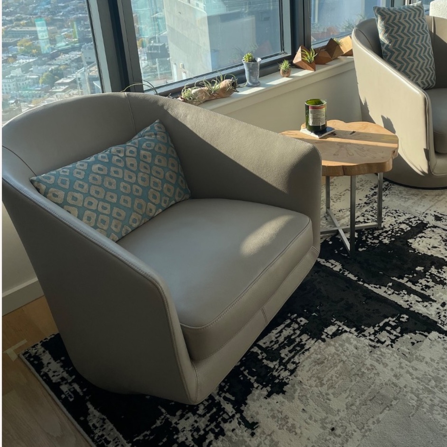 Leather U Turn Swivel Chair - image-11