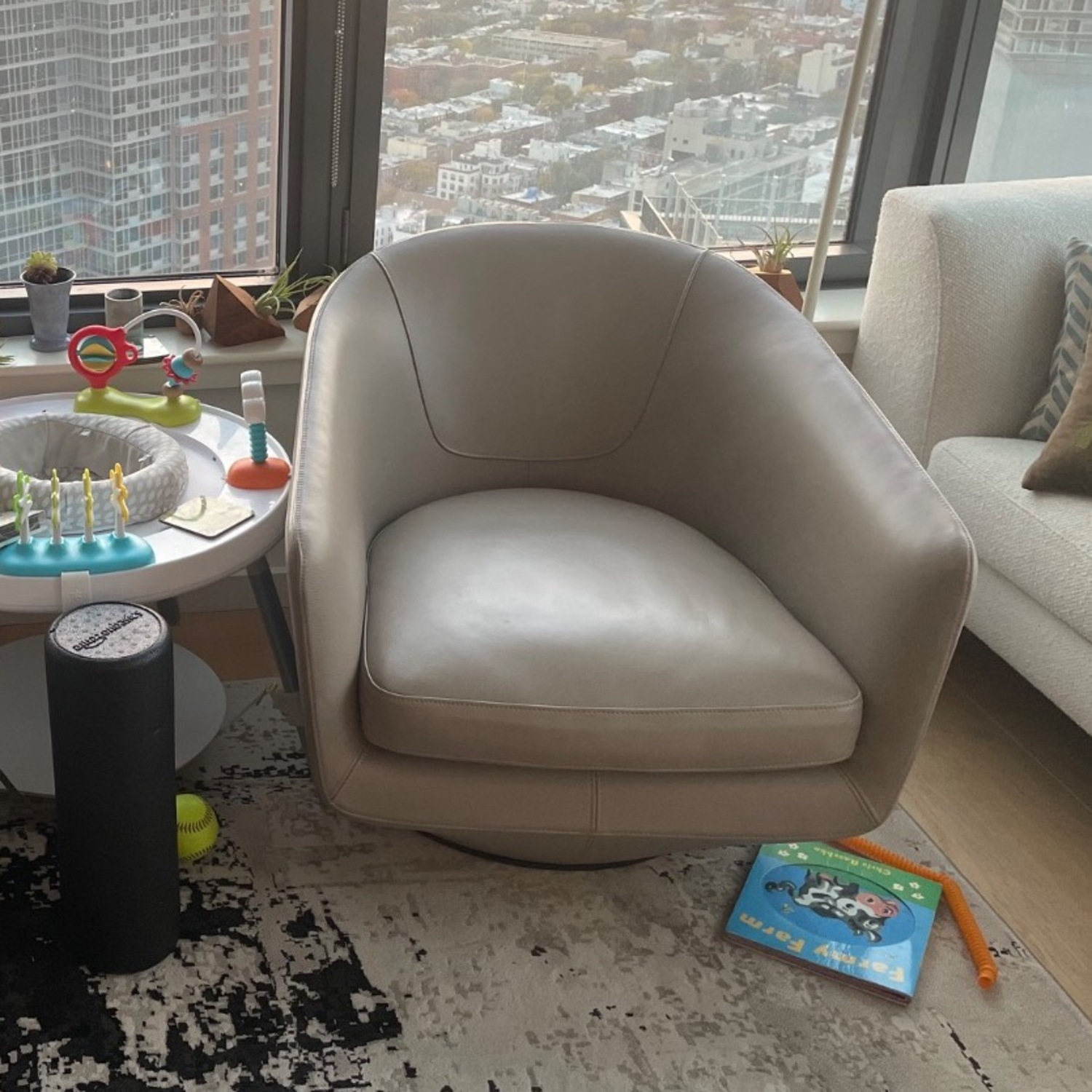 Leather U Turn Swivel Chair - image-9