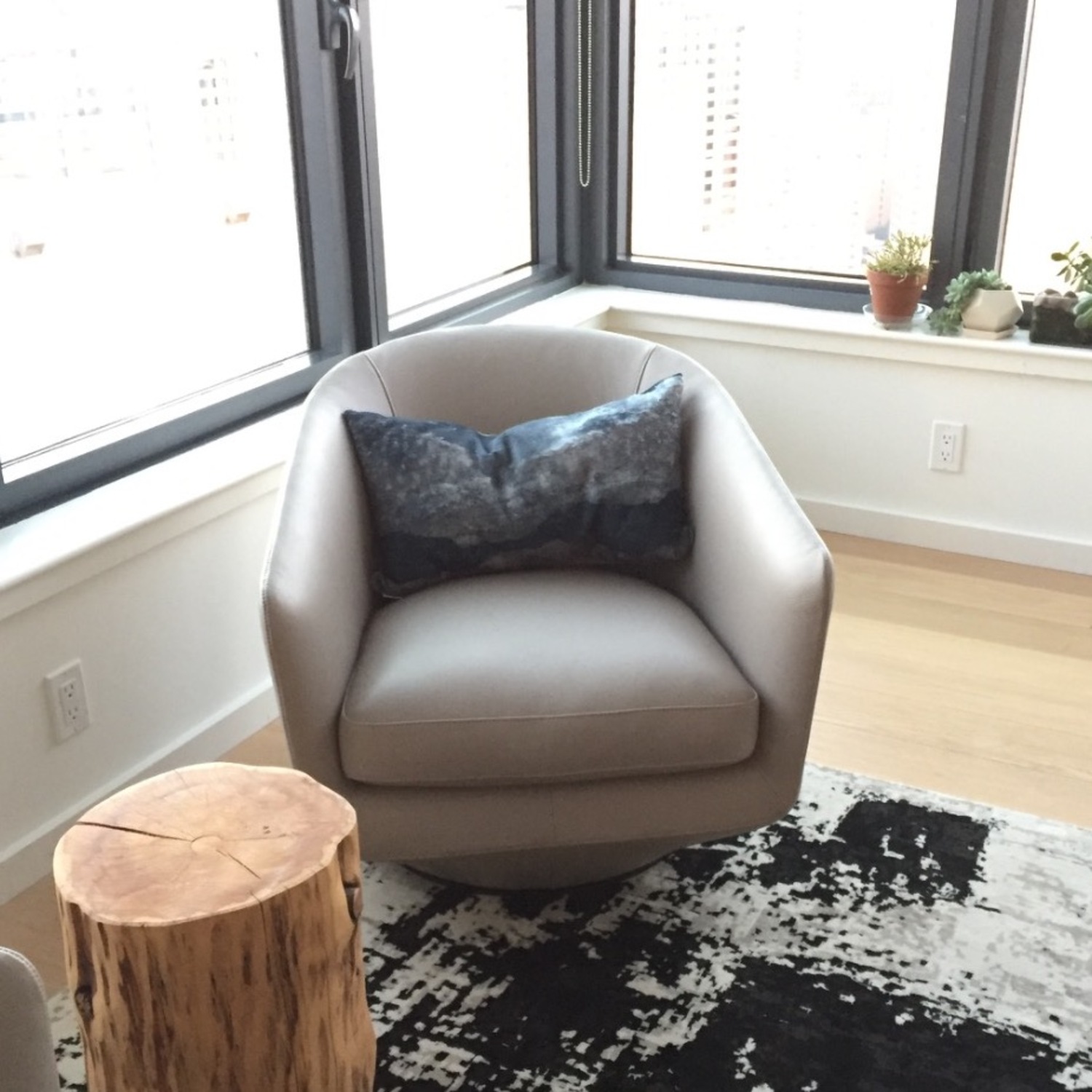 Leather U Turn Swivel Chair - image-12