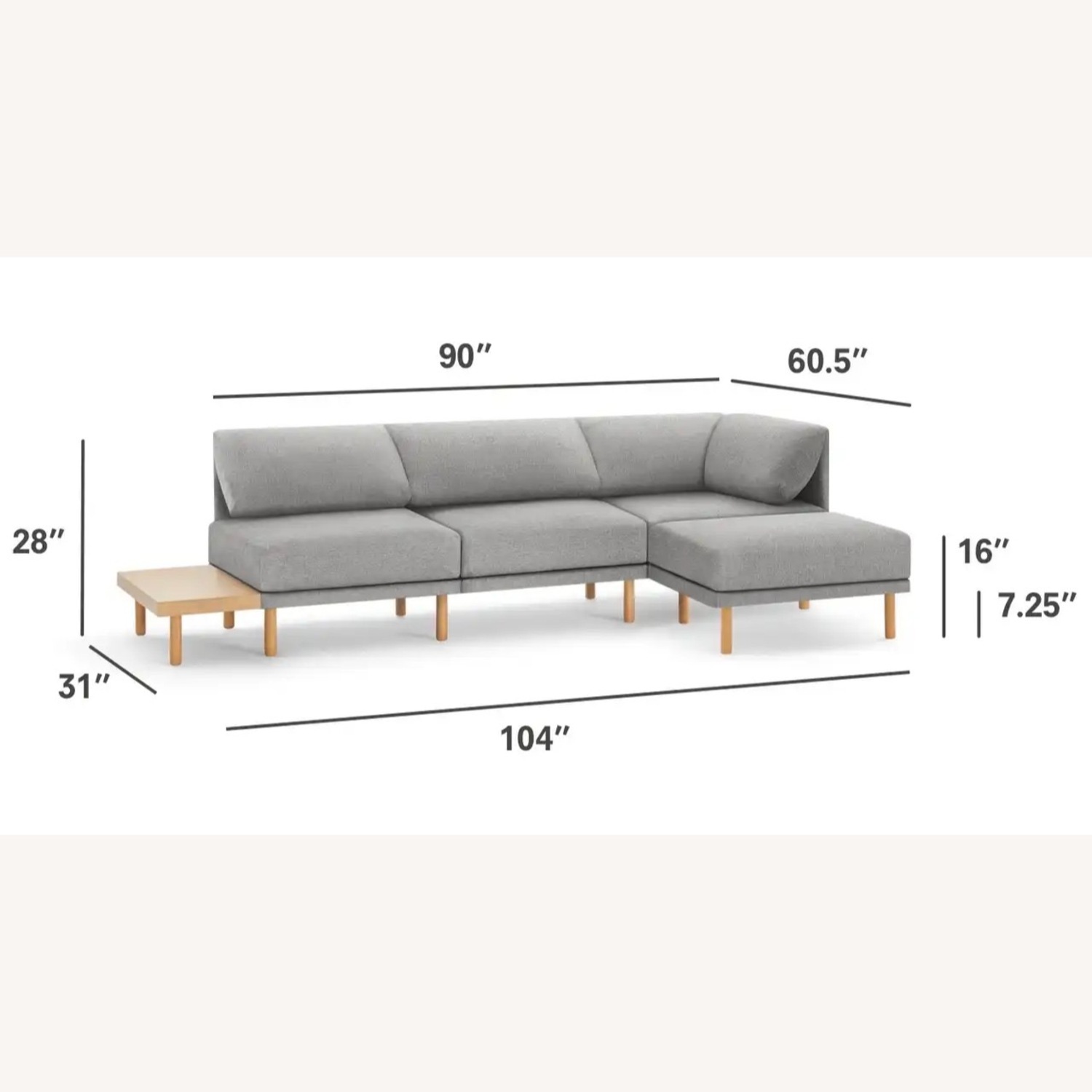 Burrow Range Sectional Lounger Moss Green/Walnut - image-2