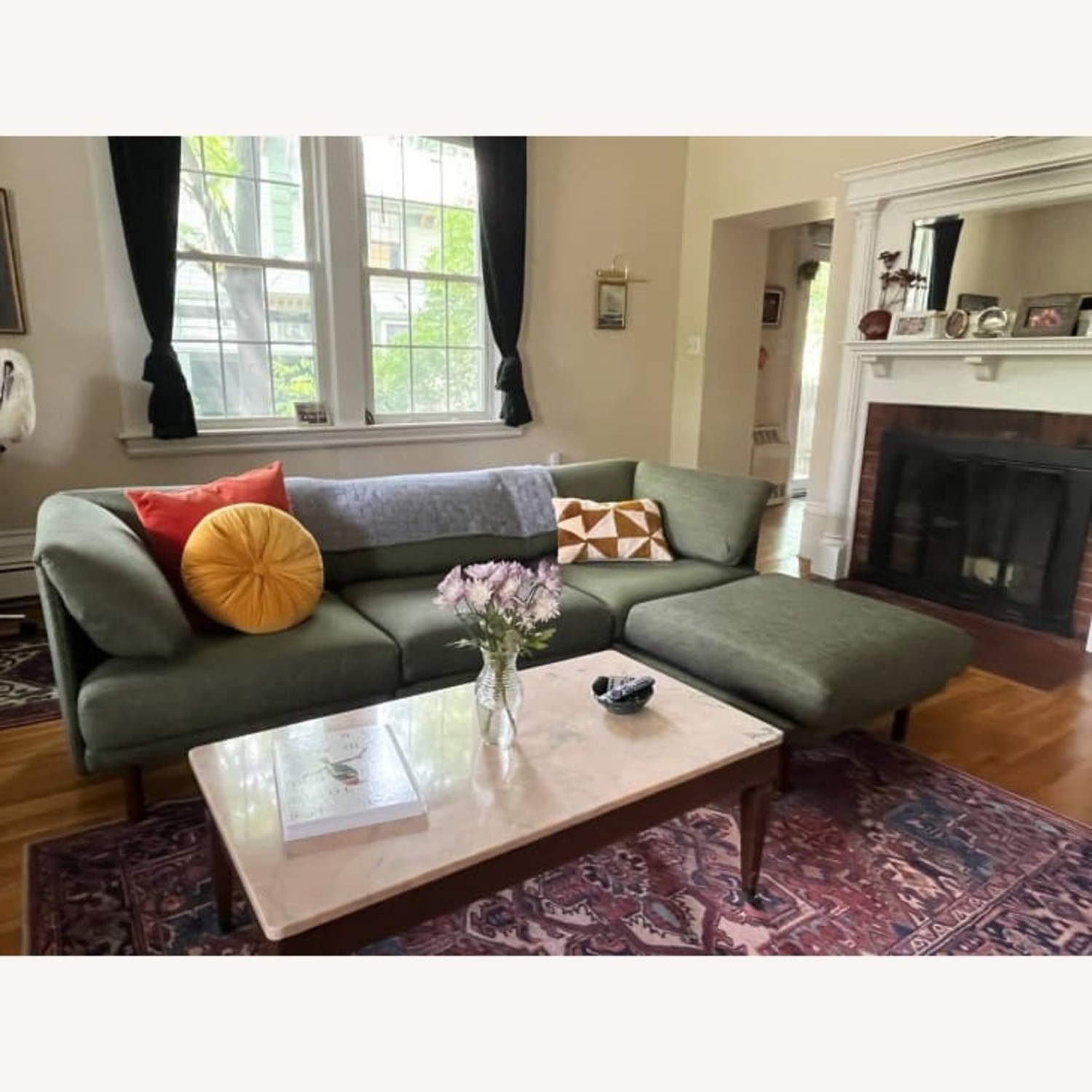 Burrow Range Sectional Lounger Moss Green/Walnut - image-6