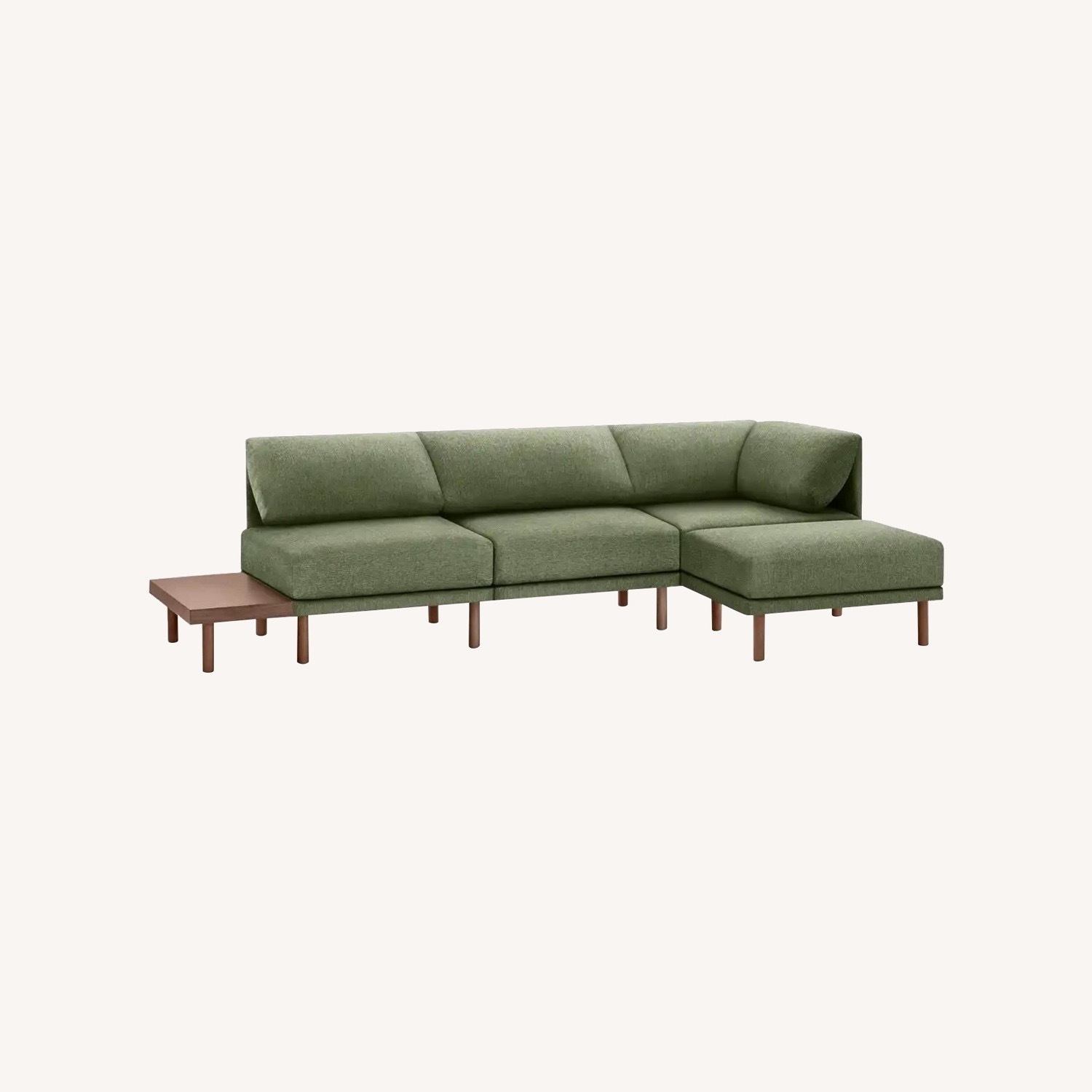 Burrow Range Sectional Lounger Moss Green/Walnut - image-0