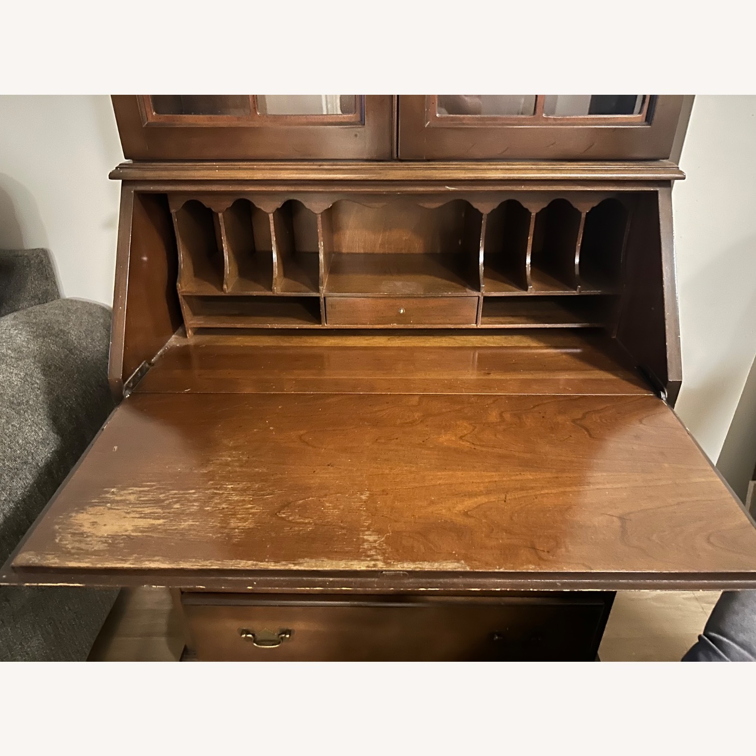  Old School Wooden Refinished Secretary - image-6