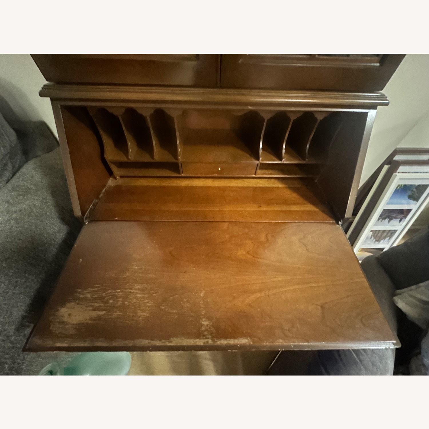  Old School Wooden Refinished Secretary - image-5