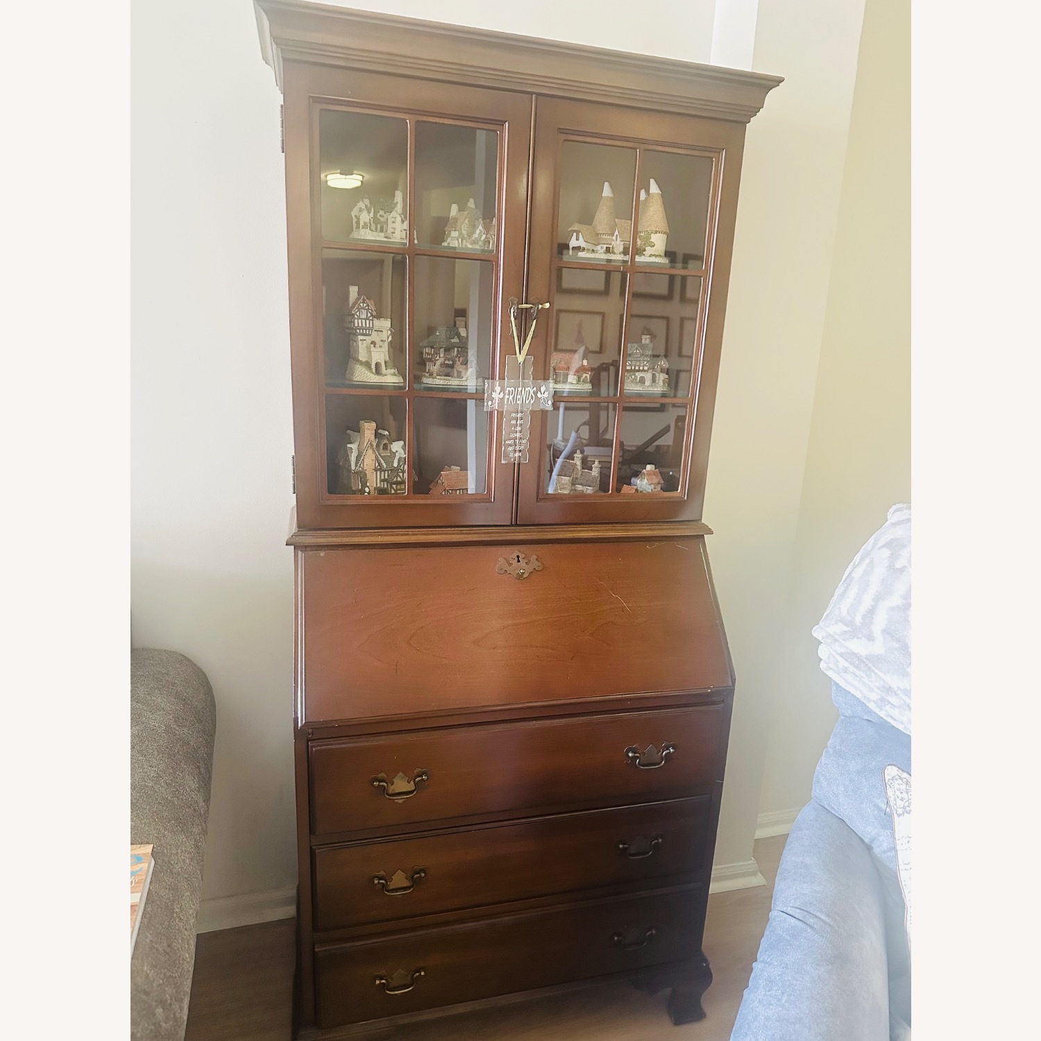  Old School Wooden Refinished Secretary - image-1