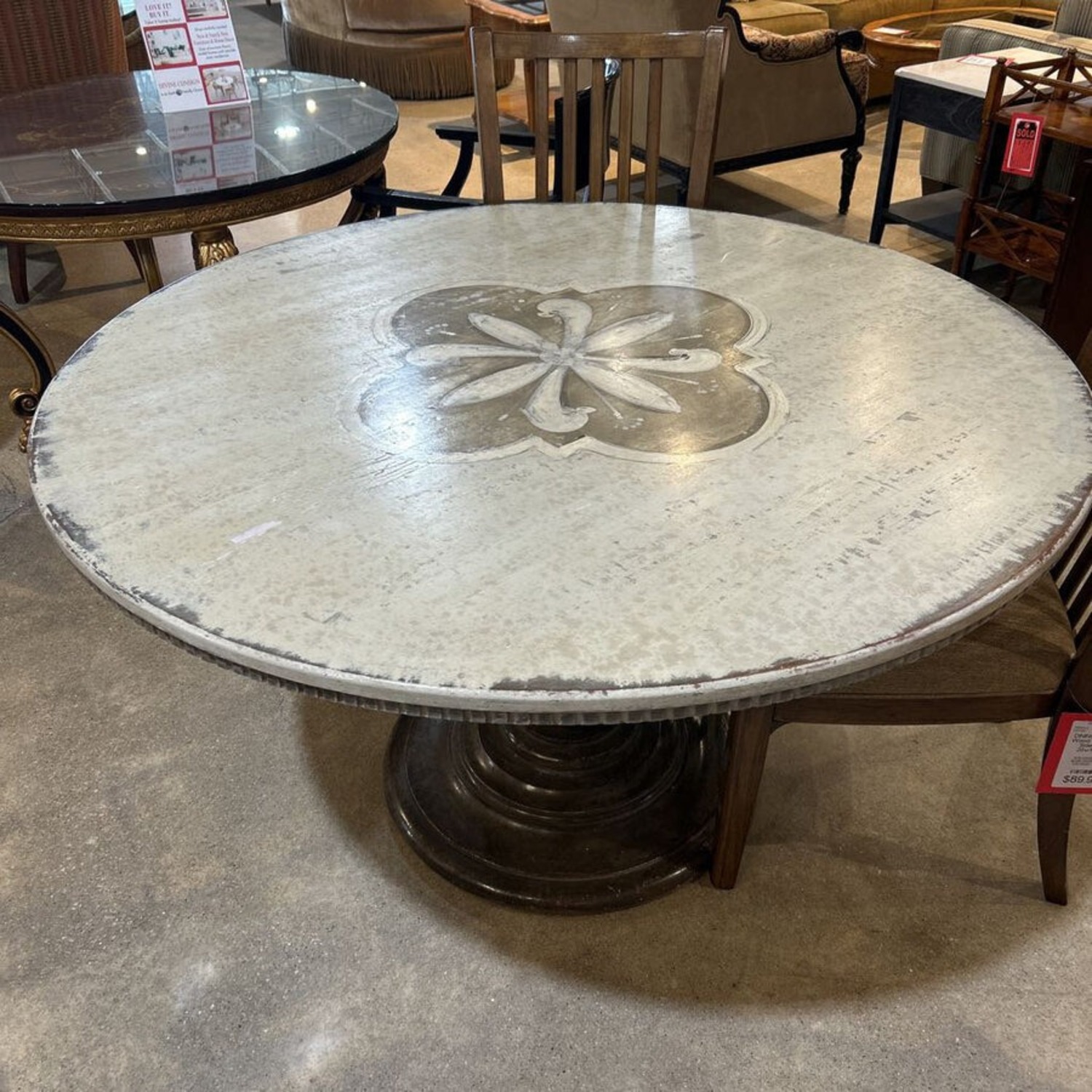 Florence Center Floral Round Dining Table - image-4