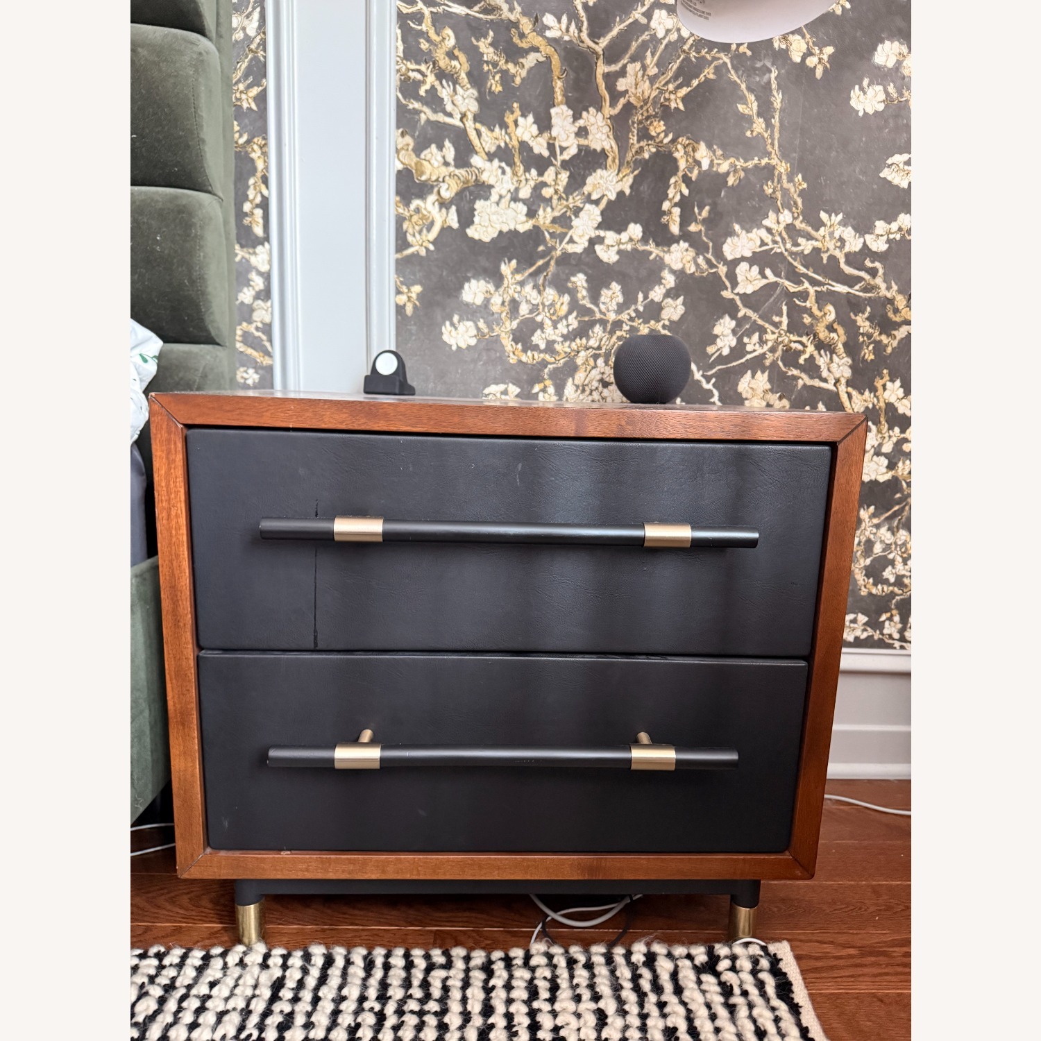 CB2 Oberlin Acai Wood Vegan Leather Nightstands - image-1