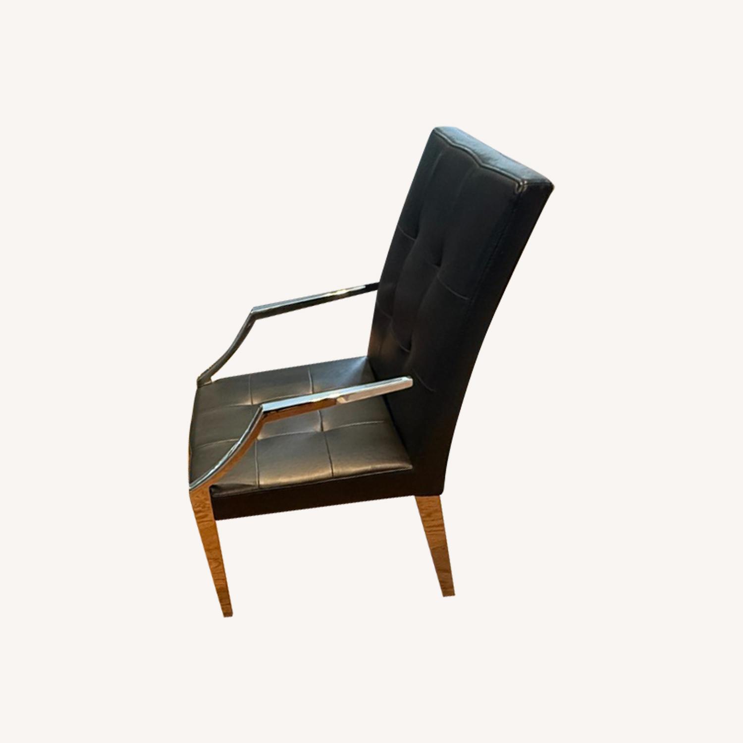 Black Leather and Chrome Modern Dining Chairs - image-0