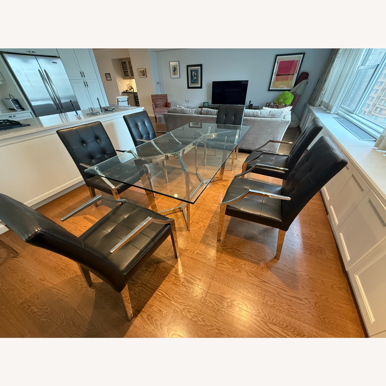 Black Leather and Chrome Modern Dining Chairs - image-1