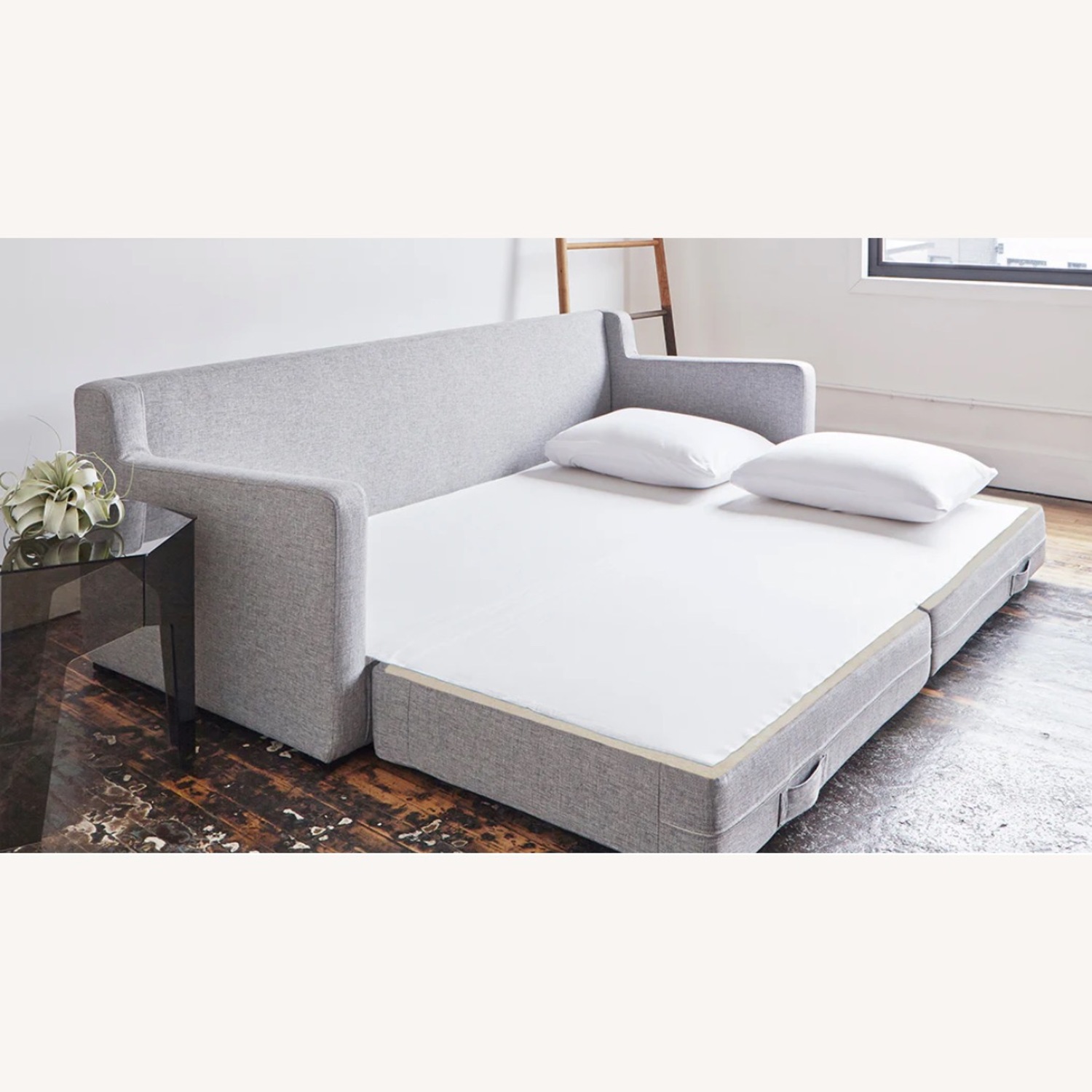 Gus Modern Gray Foldout Sleeper Sofa - image-2