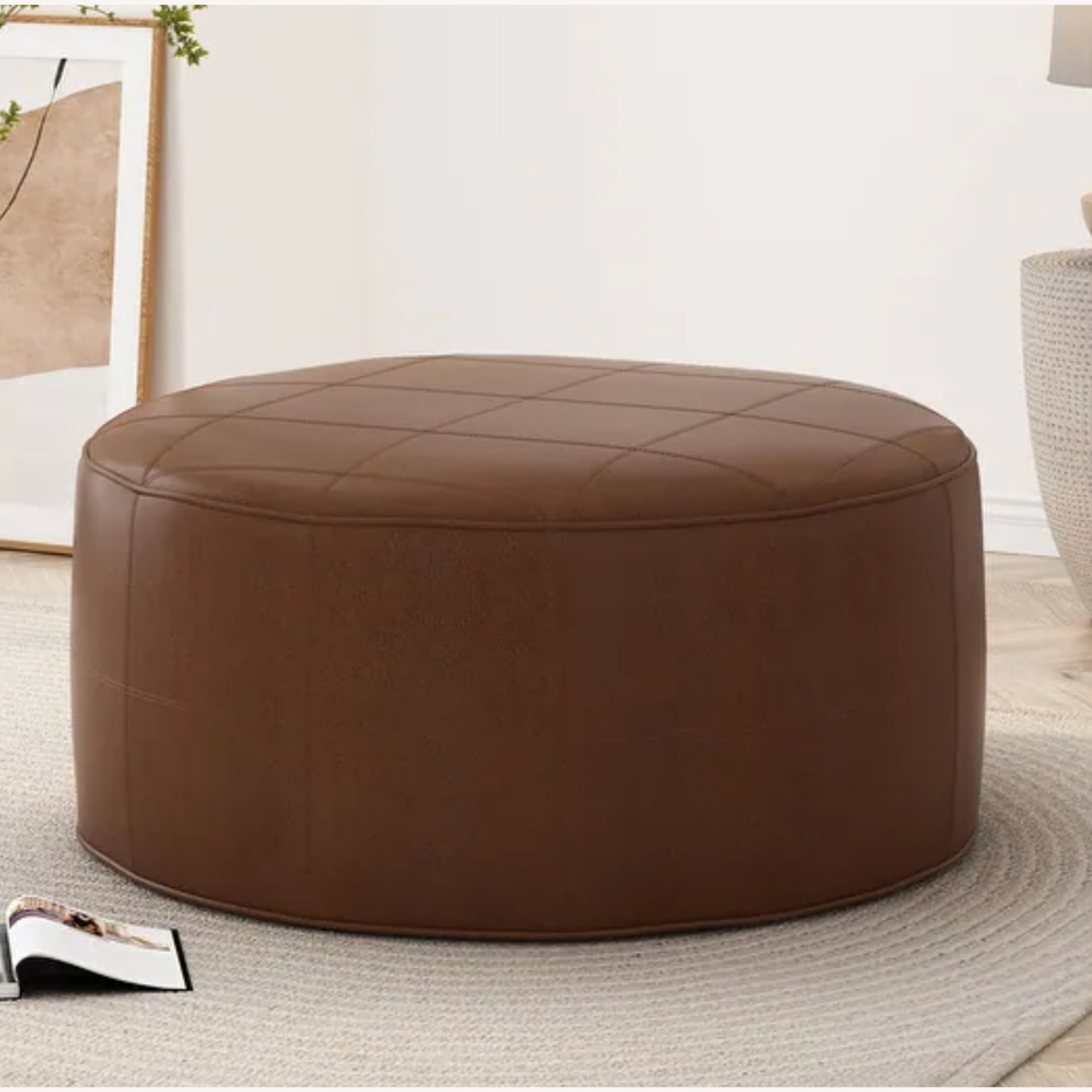 Faux Leather Ottoman by Christopher Knight Home - image-0