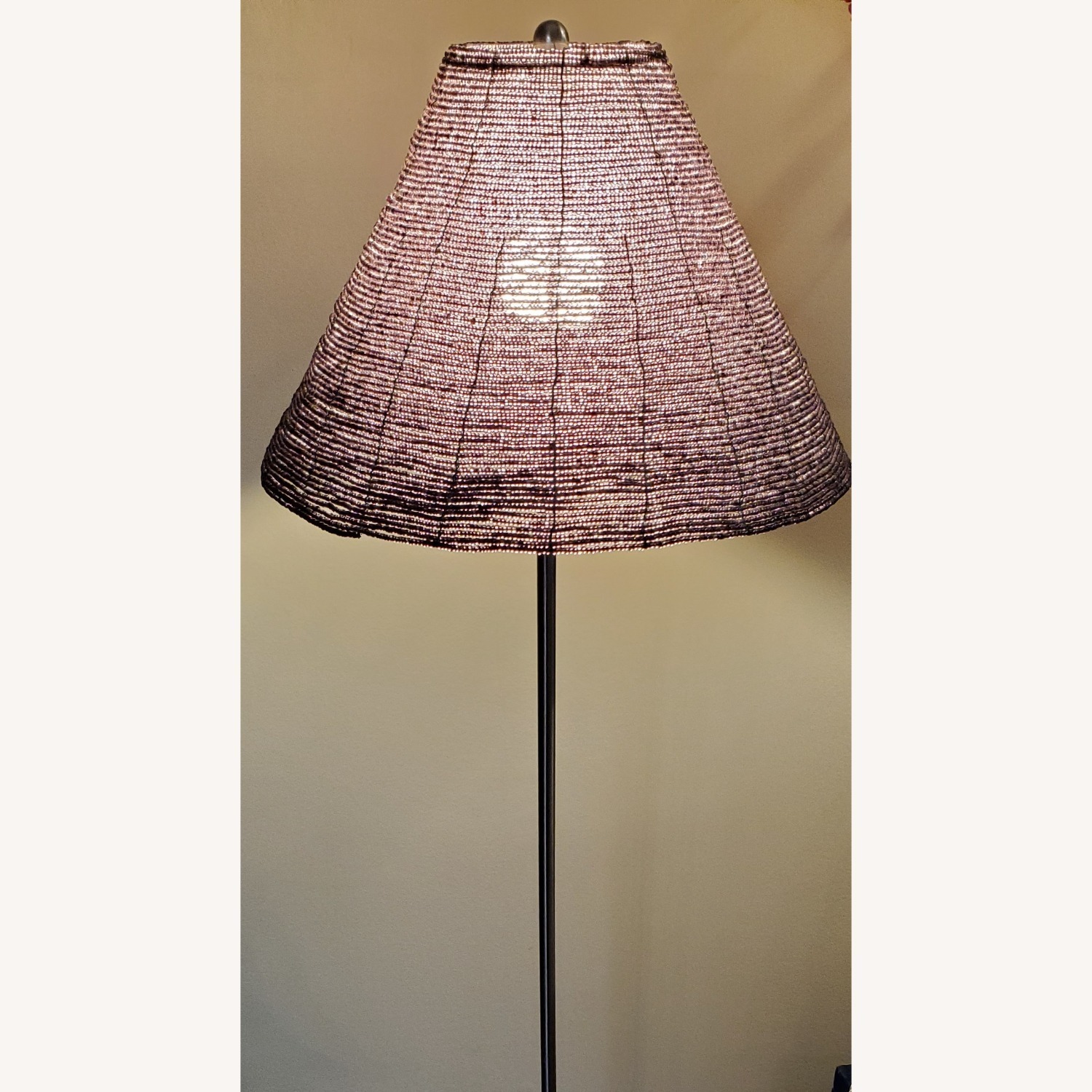 VIintage Floor Lamp w Purple Bead Lampshade - image-14