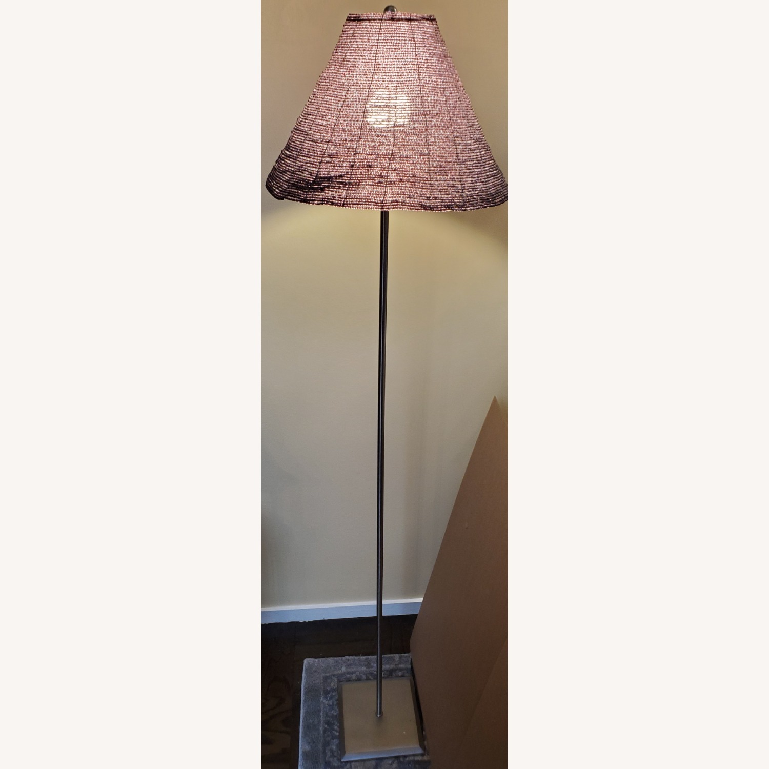 VIintage Floor Lamp w Purple Bead Lampshade - image-10
