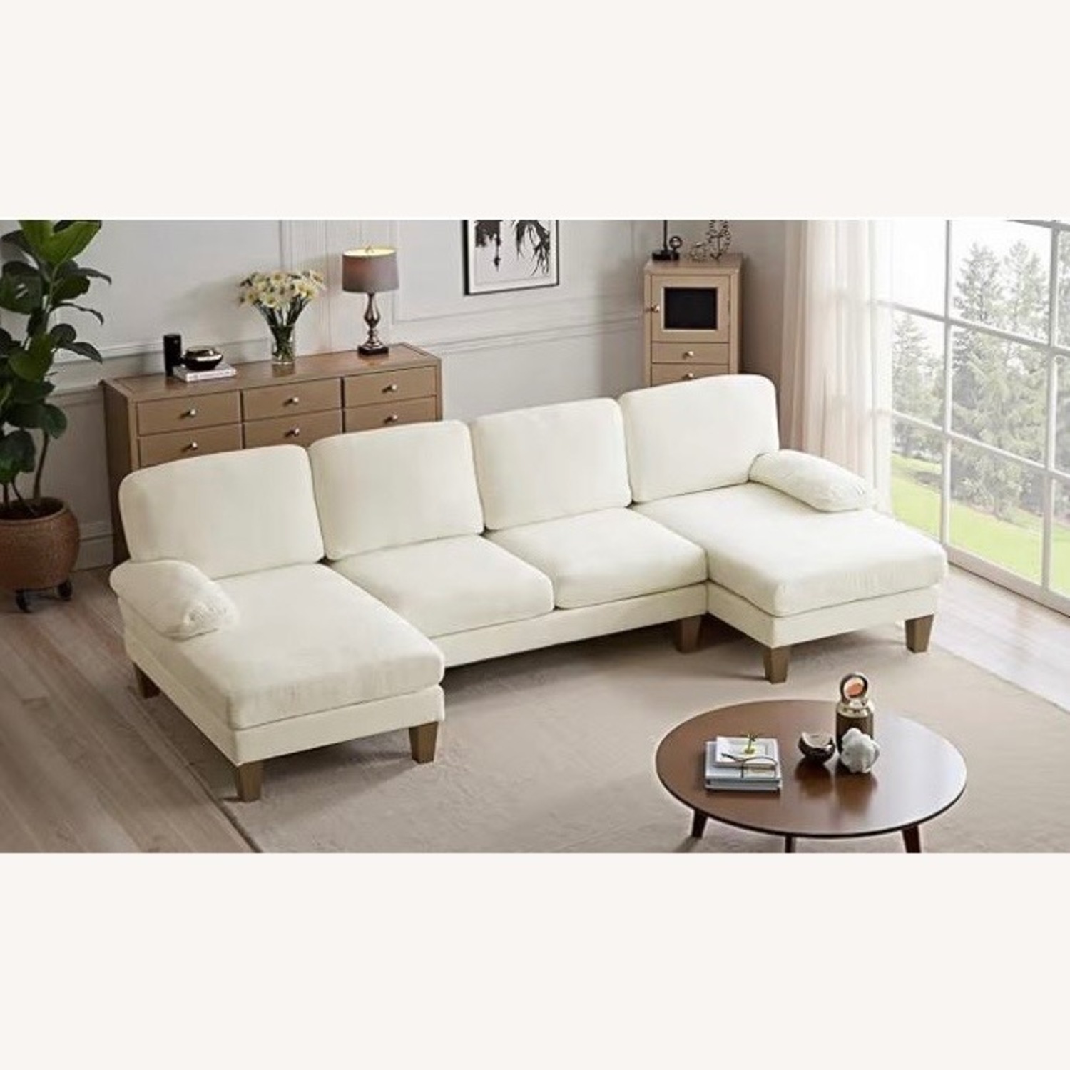 Vinyl Cream Color Couch  - image-1