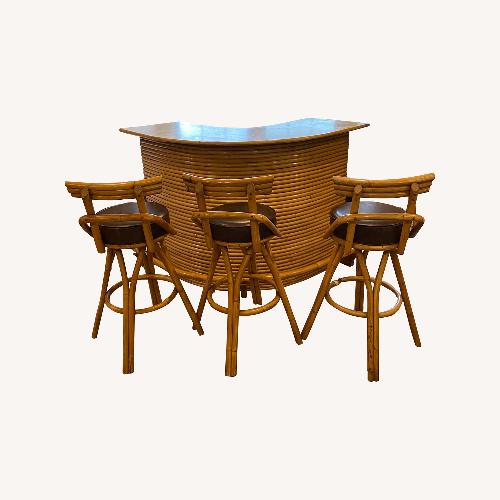Used Mid century Rattan Bar and Stools for sale on AptDeco