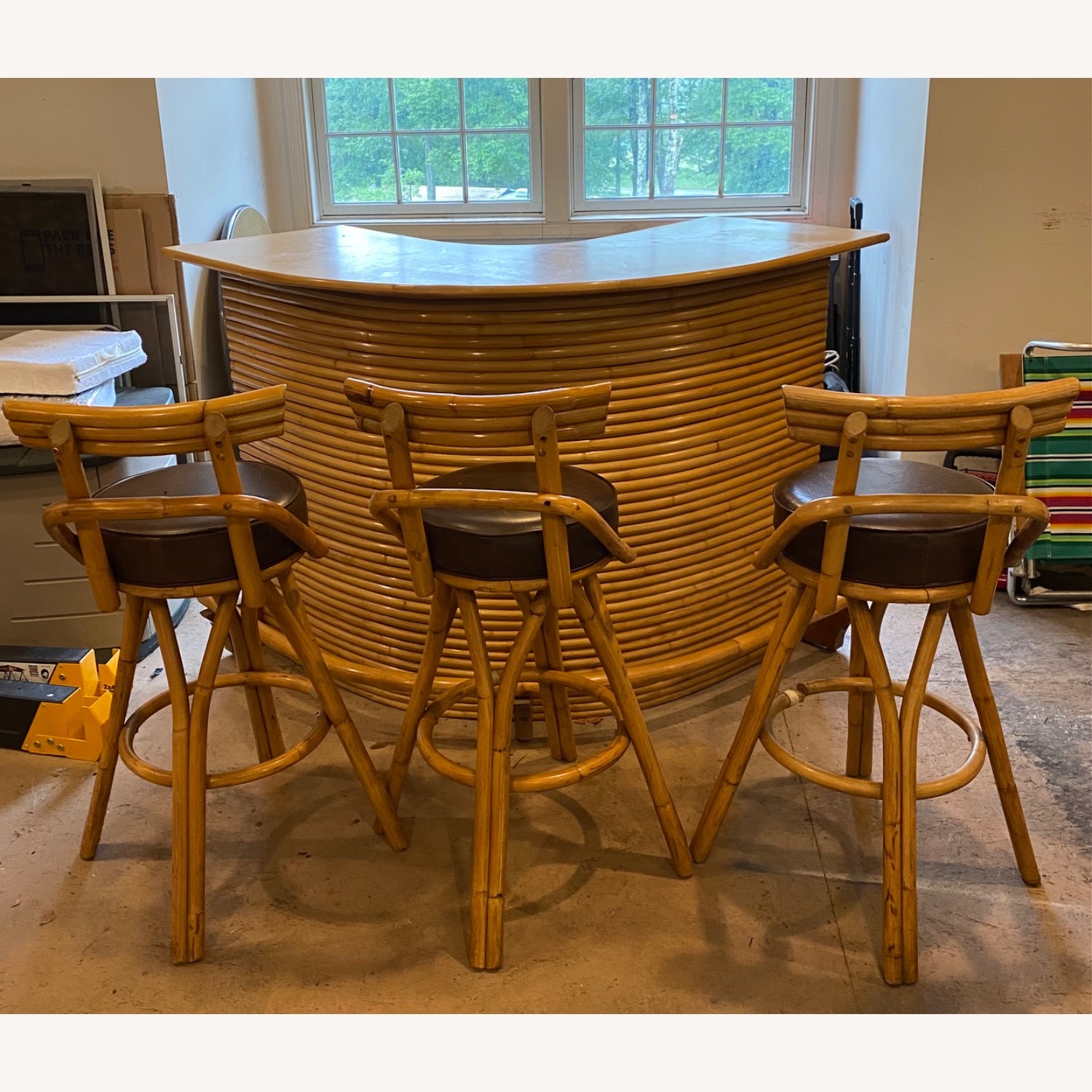 Mid century Rattan Bar and Stools - image-3