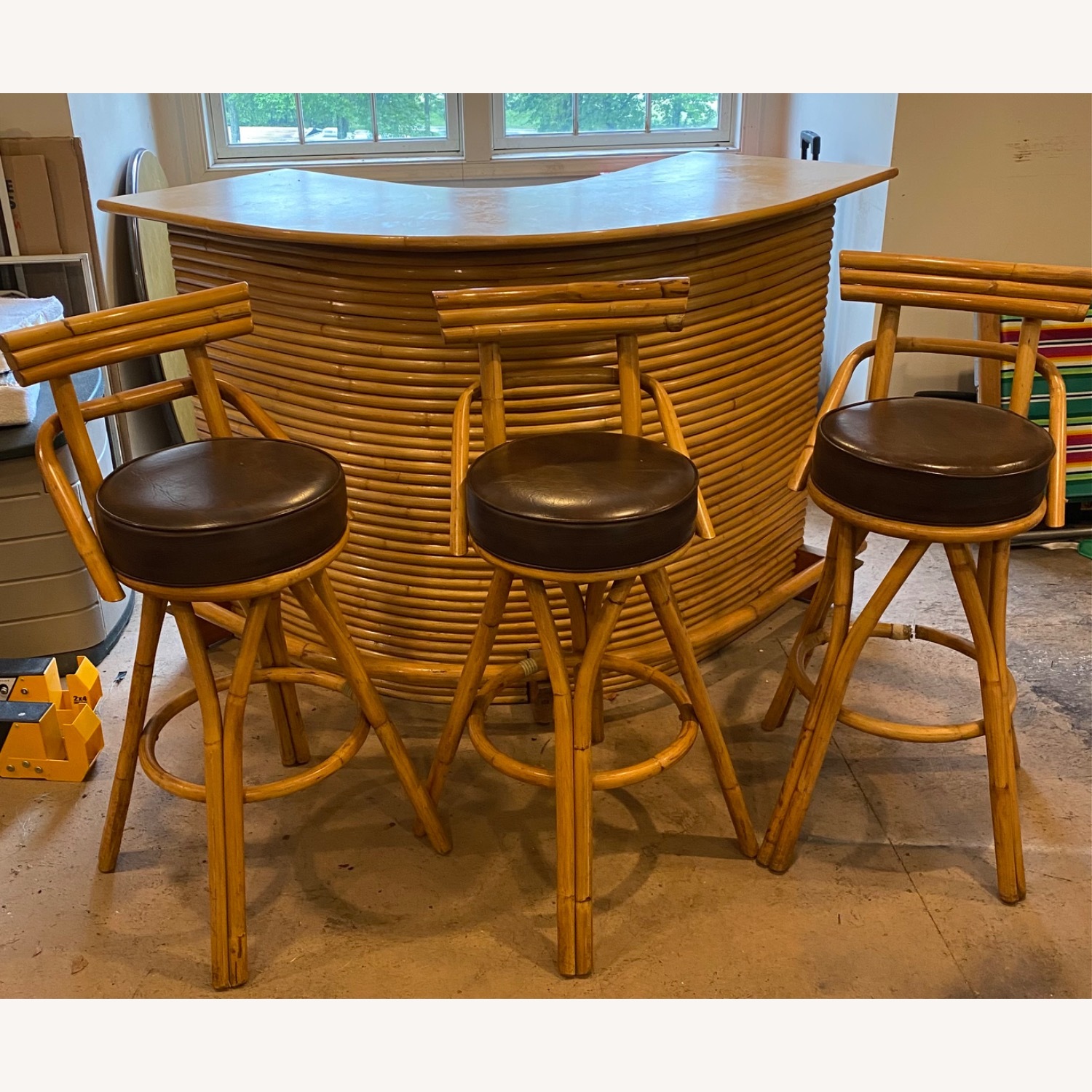 Mid century Rattan Bar and Stools - image-2