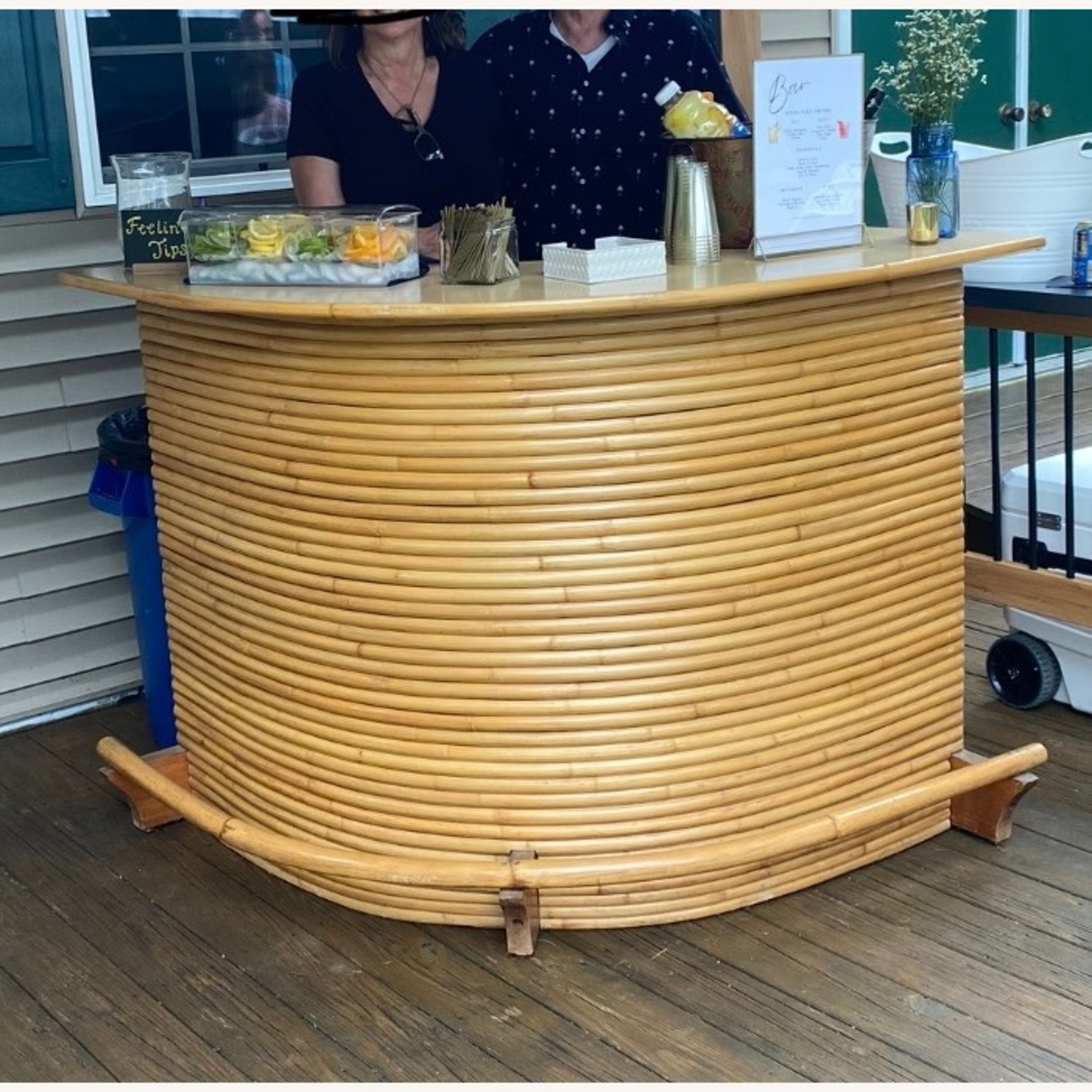 Mid century Rattan Bar and Stools - image-1