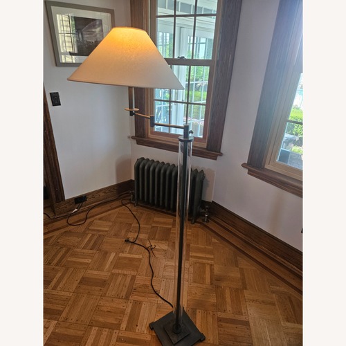 Used Swing Arm Gun Metal Grey Floor Lamp for sale on AptDeco