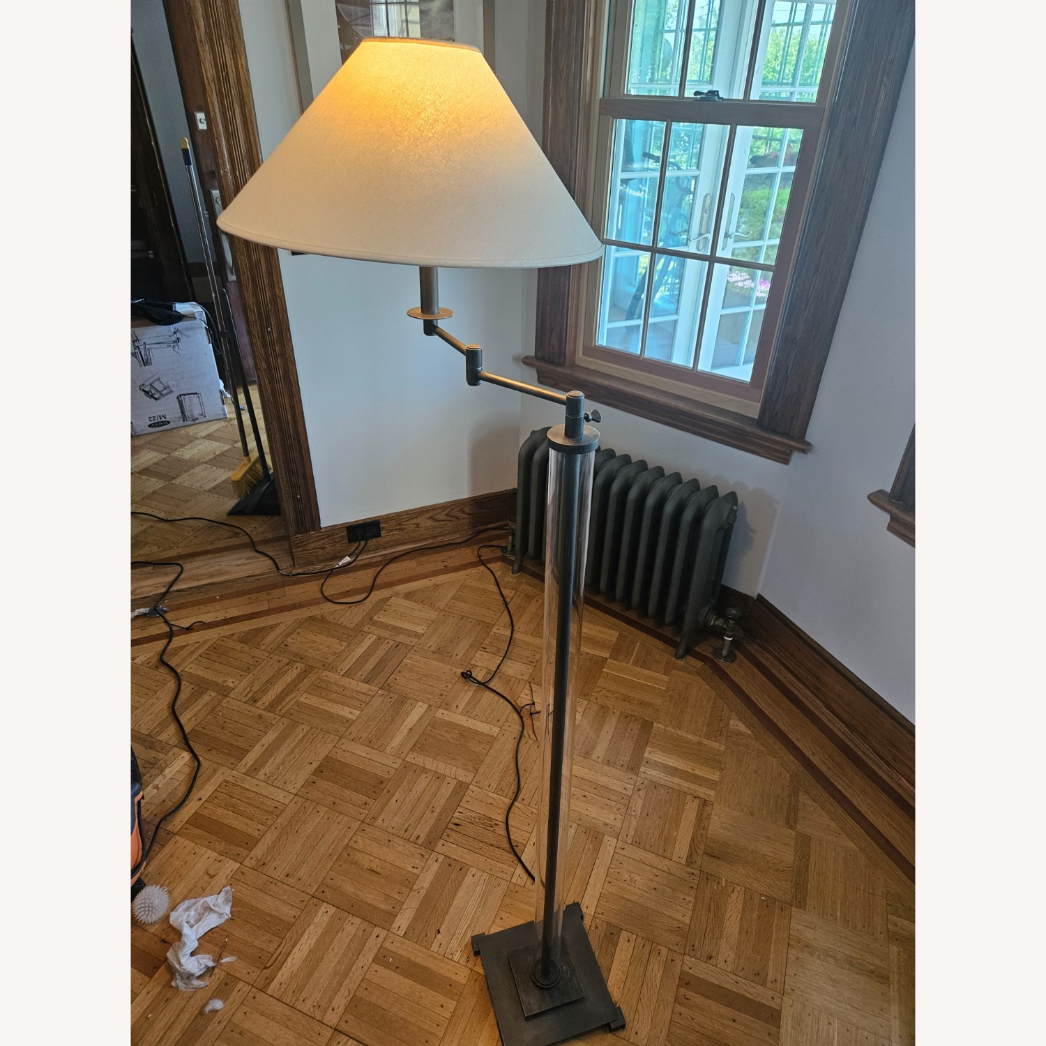 Swing Arm Gun Metal Grey Floor Lamp - image-2