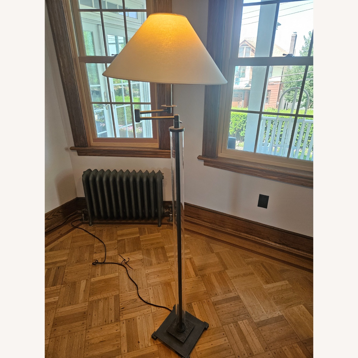 Swing Arm Gun Metal Grey Floor Lamp - image-0