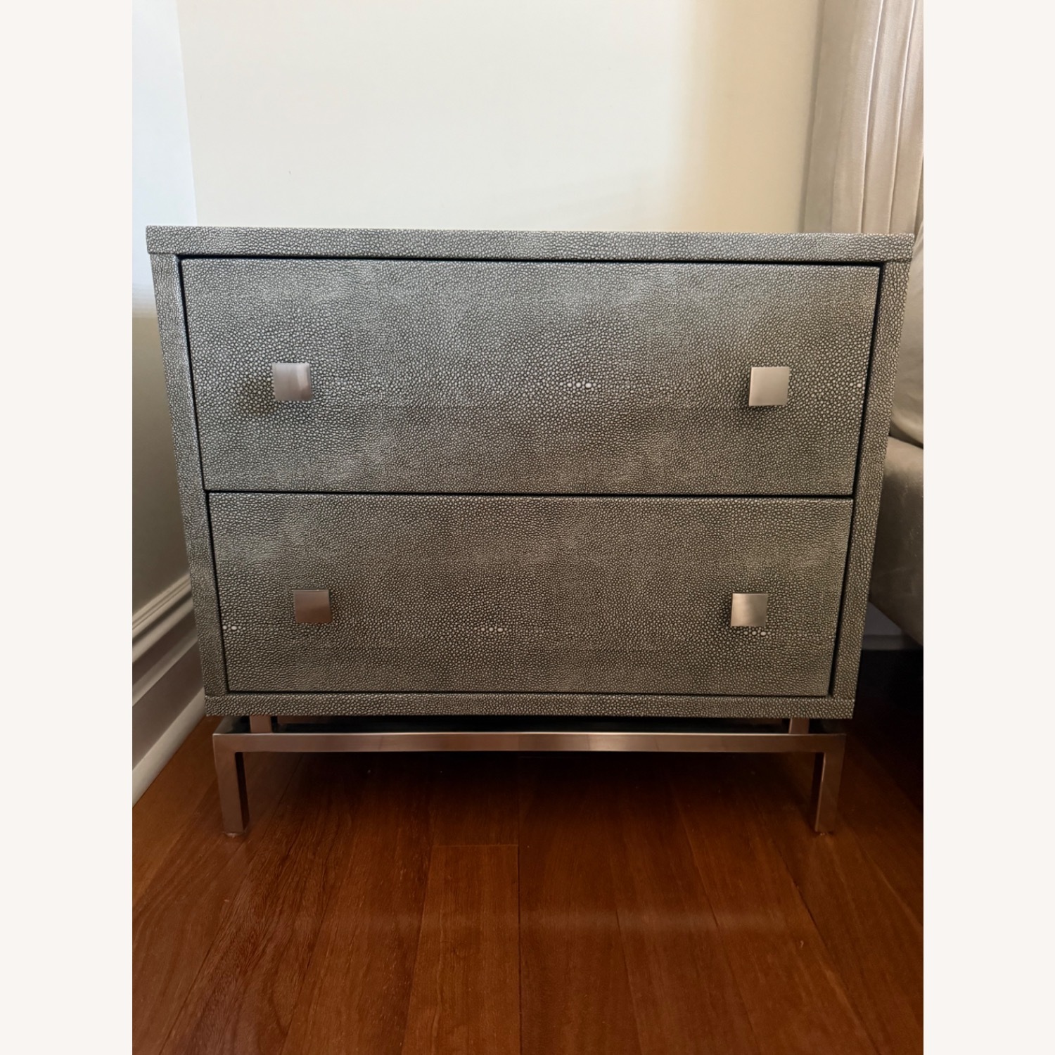 CB2 2-Drawer Grey Shagreen Nightstand - image-1