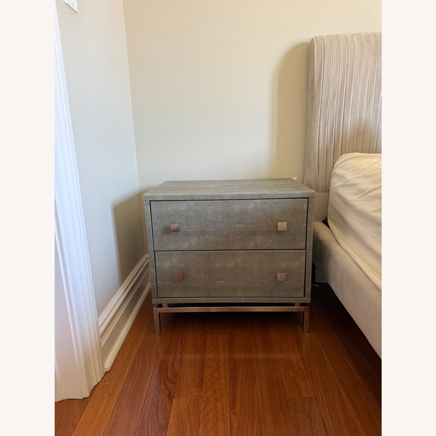 CB2 2-Drawer Grey Shagreen Nightstand - image-2