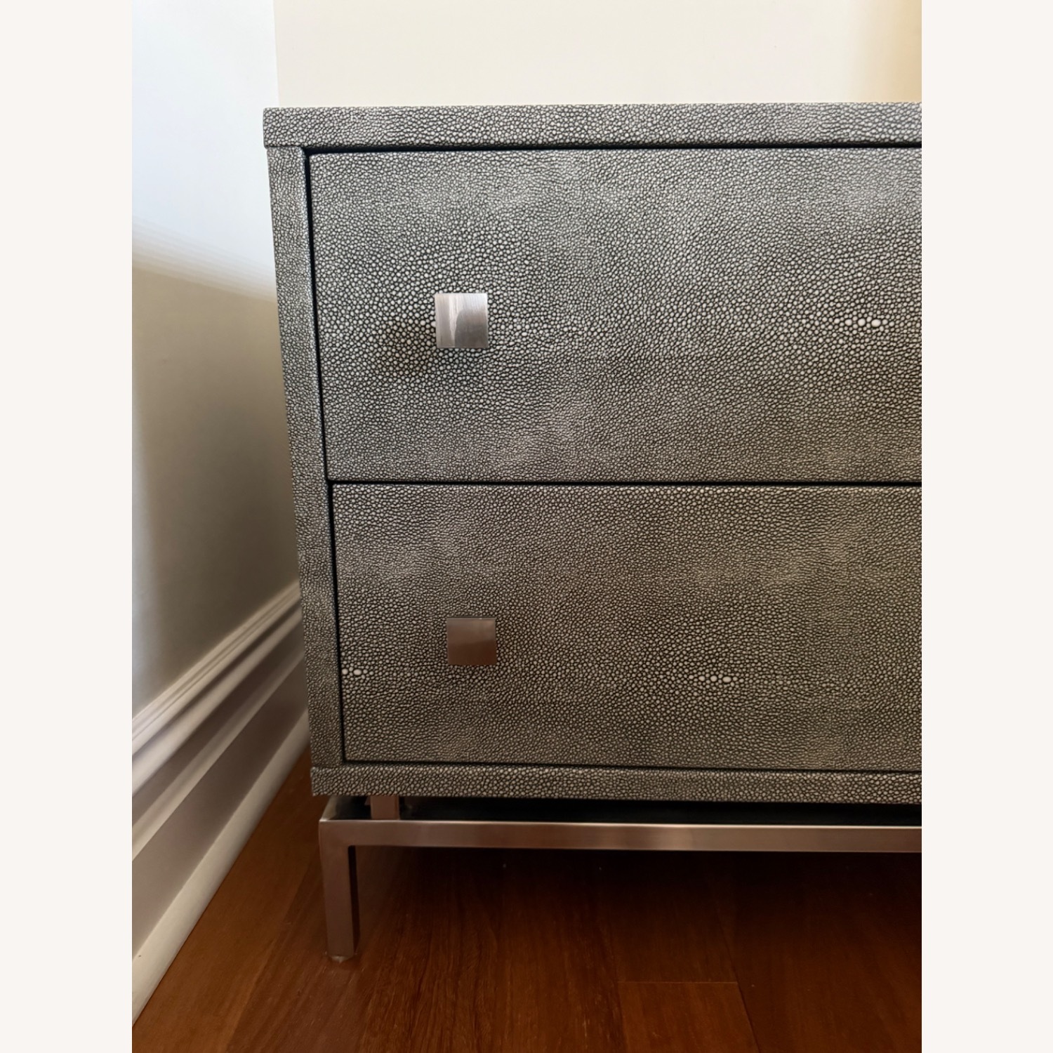 CB2 2-Drawer Grey Shagreen Nightstand - image-4