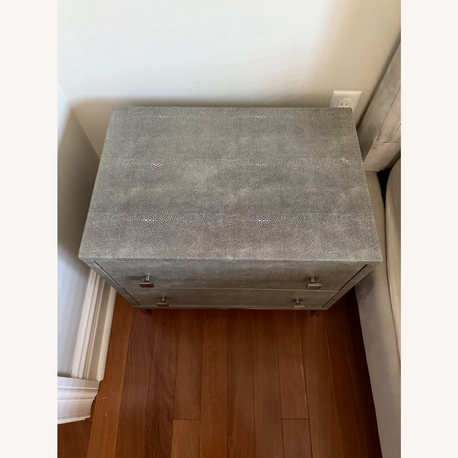 CB2 2-Drawer Grey Shagreen Nightstand - image-3
