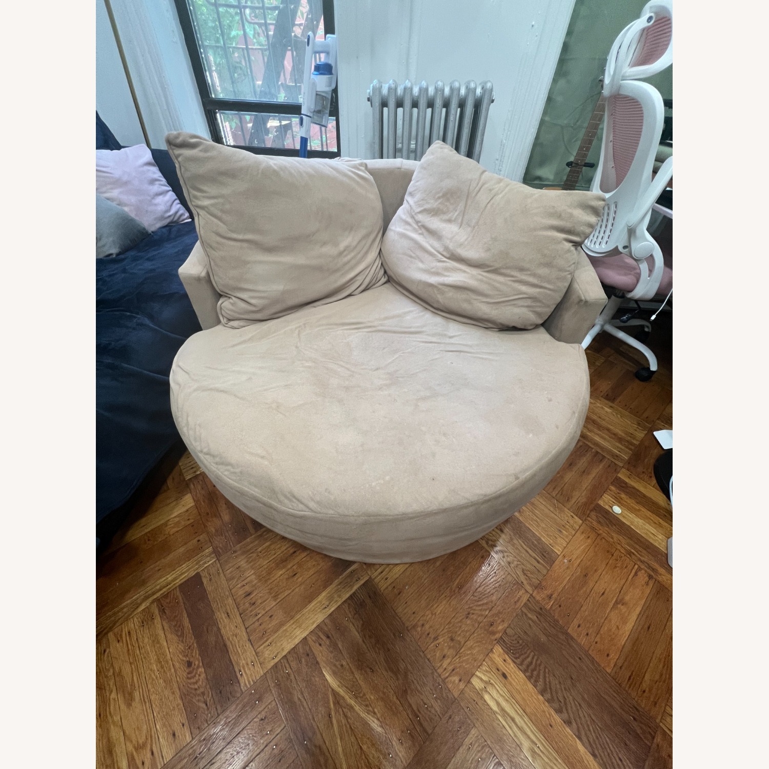 Beige Round Swivel Sofa - image-1