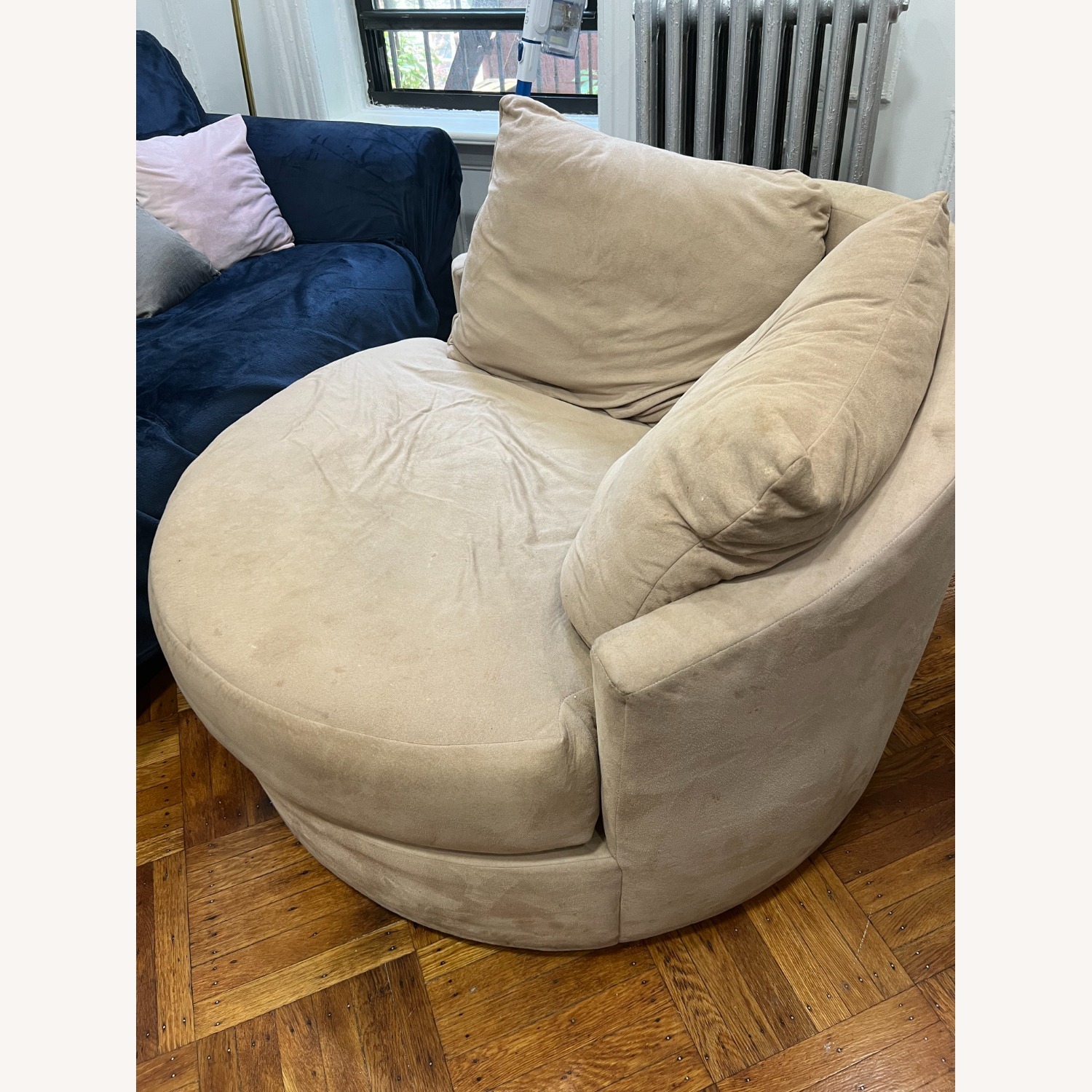 Beige Round Swivel Sofa - image-3