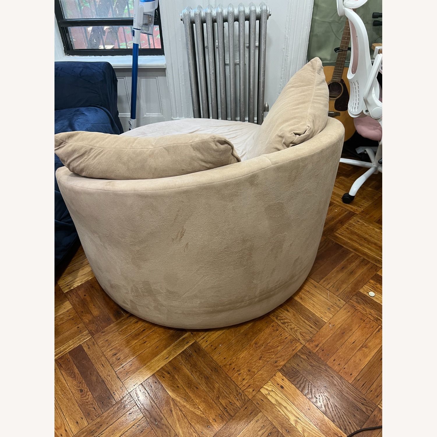 Beige Round Swivel Sofa - image-5