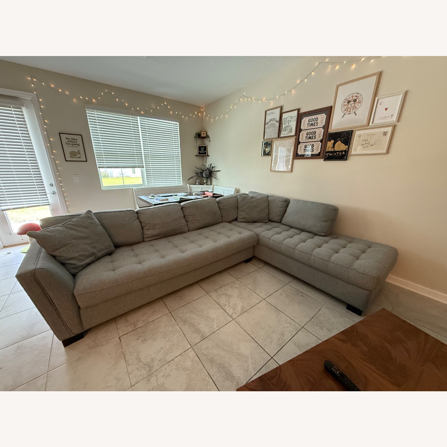 Light Blue Fabric 2-Piece Sectional with Chaise - image-1